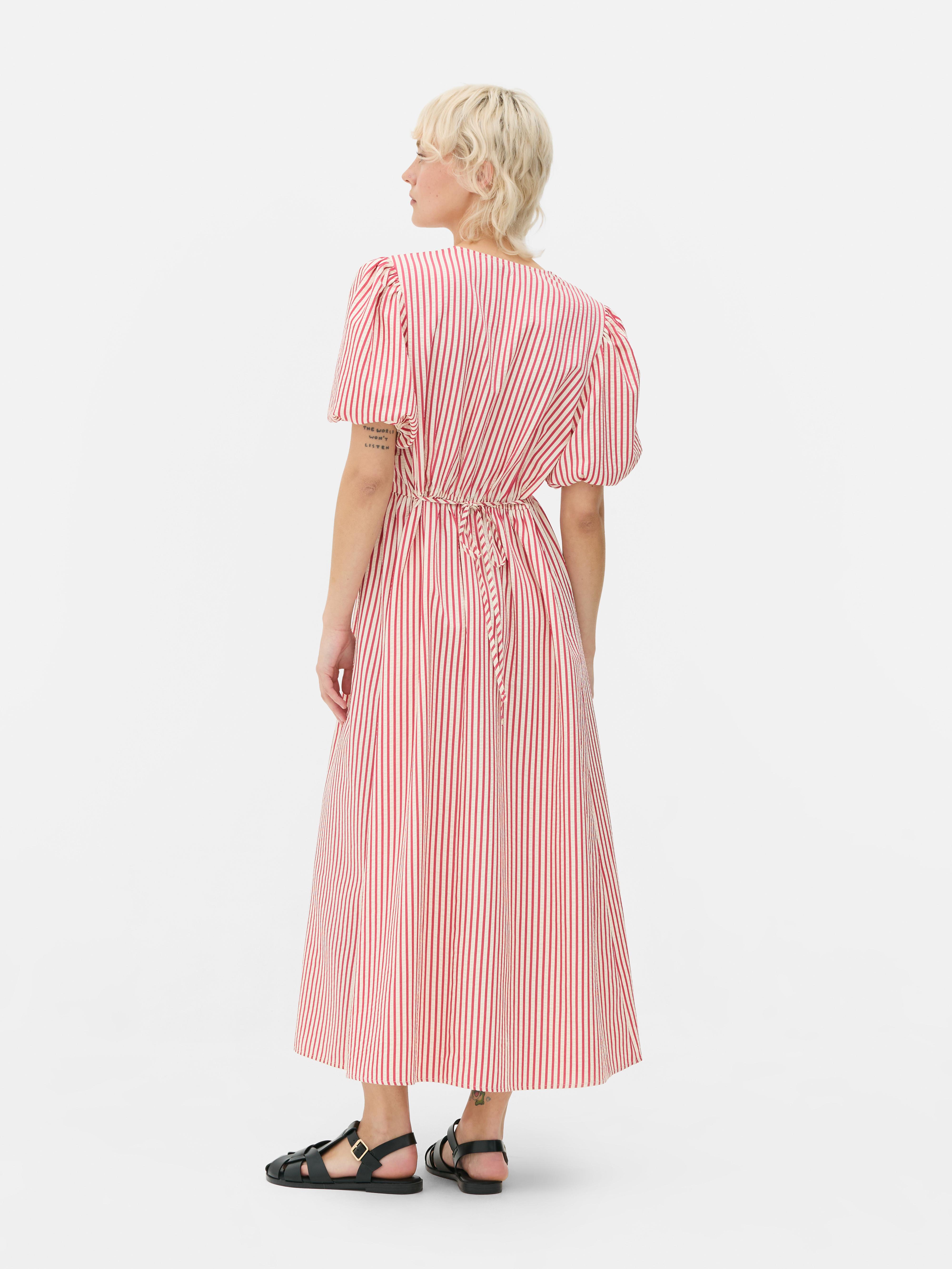 Textured Buttoned Midi Dress