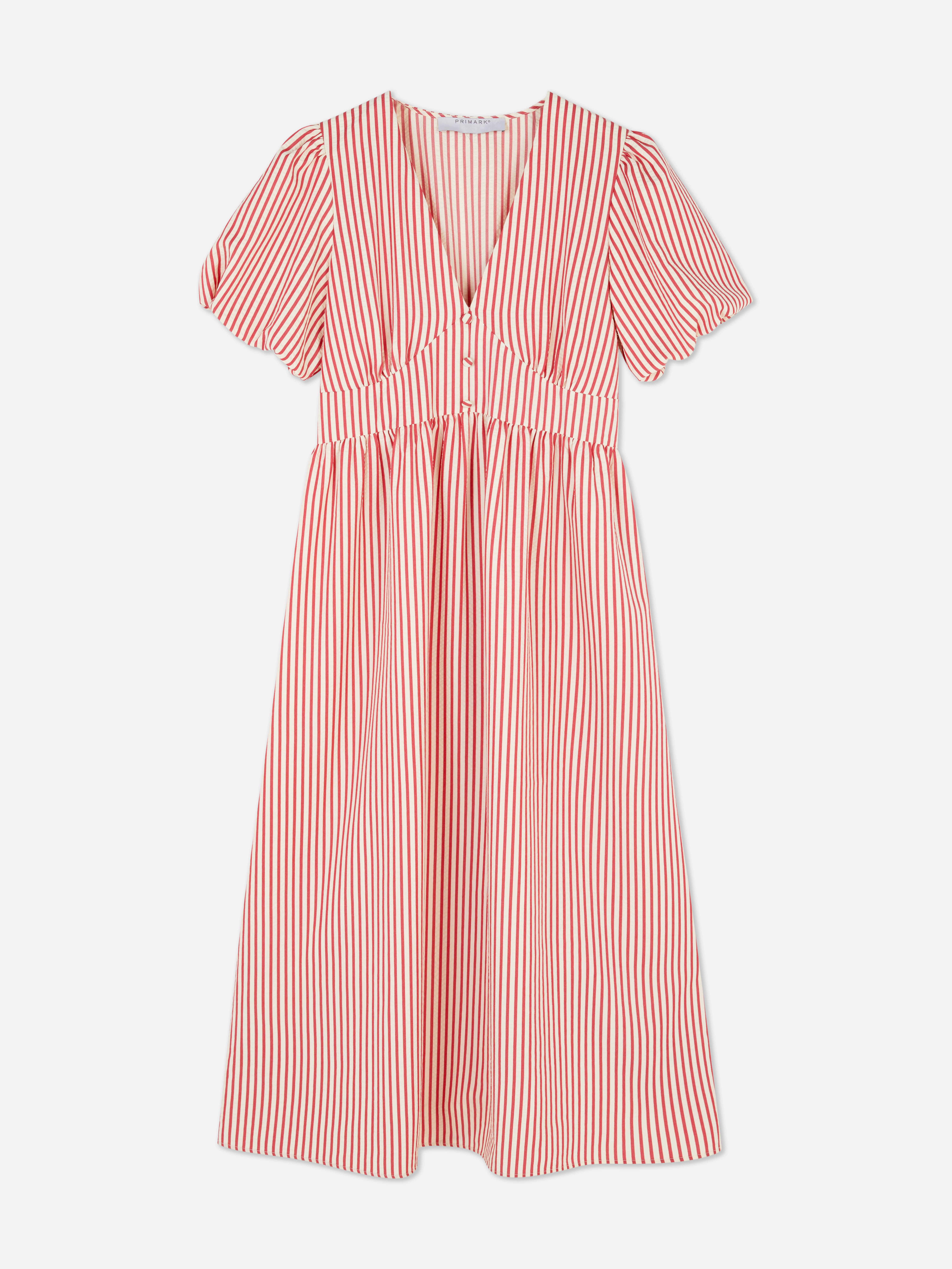Textured Buttoned Midi Dress