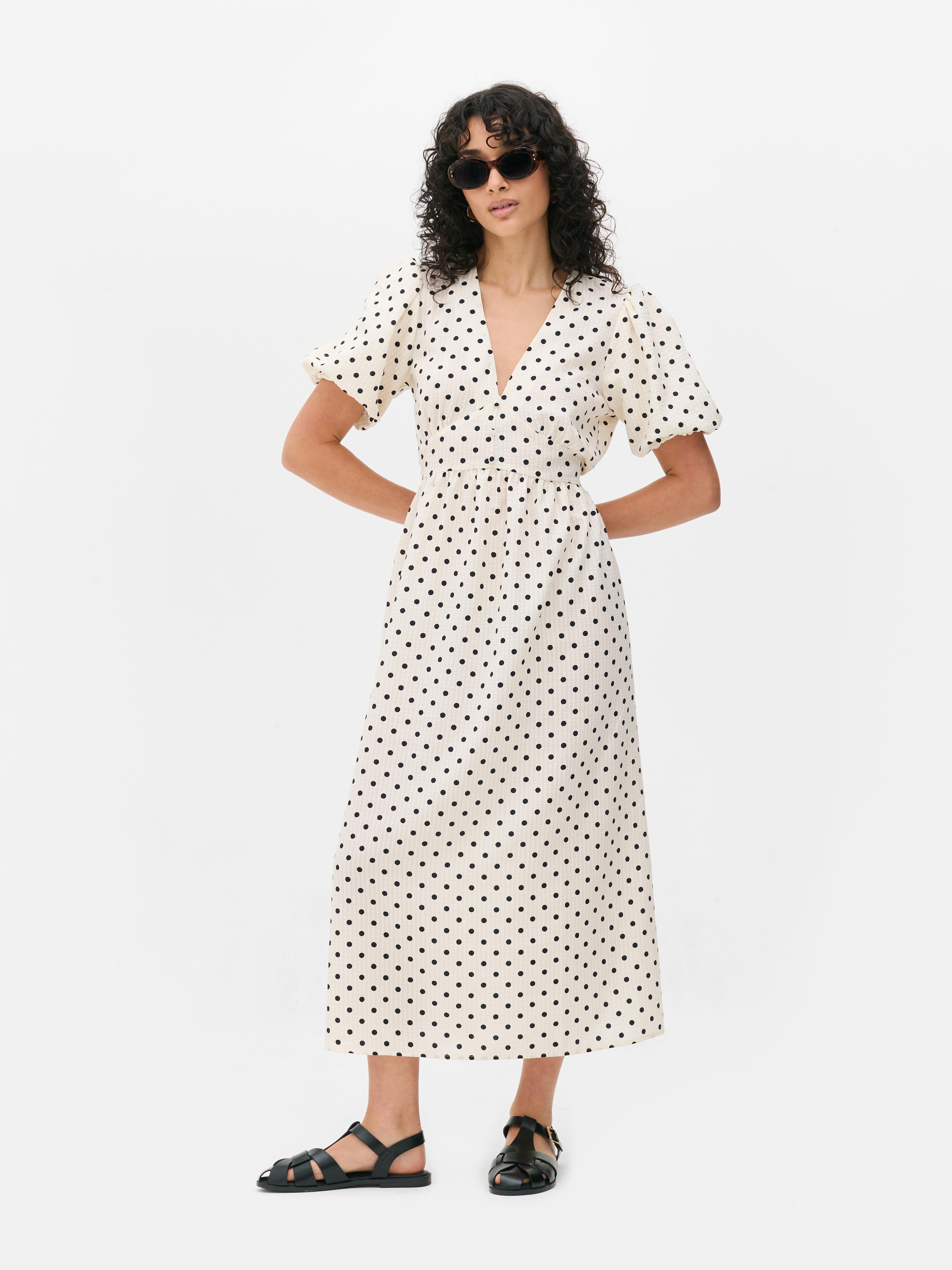 Getextureerde midi-jurk met knopen