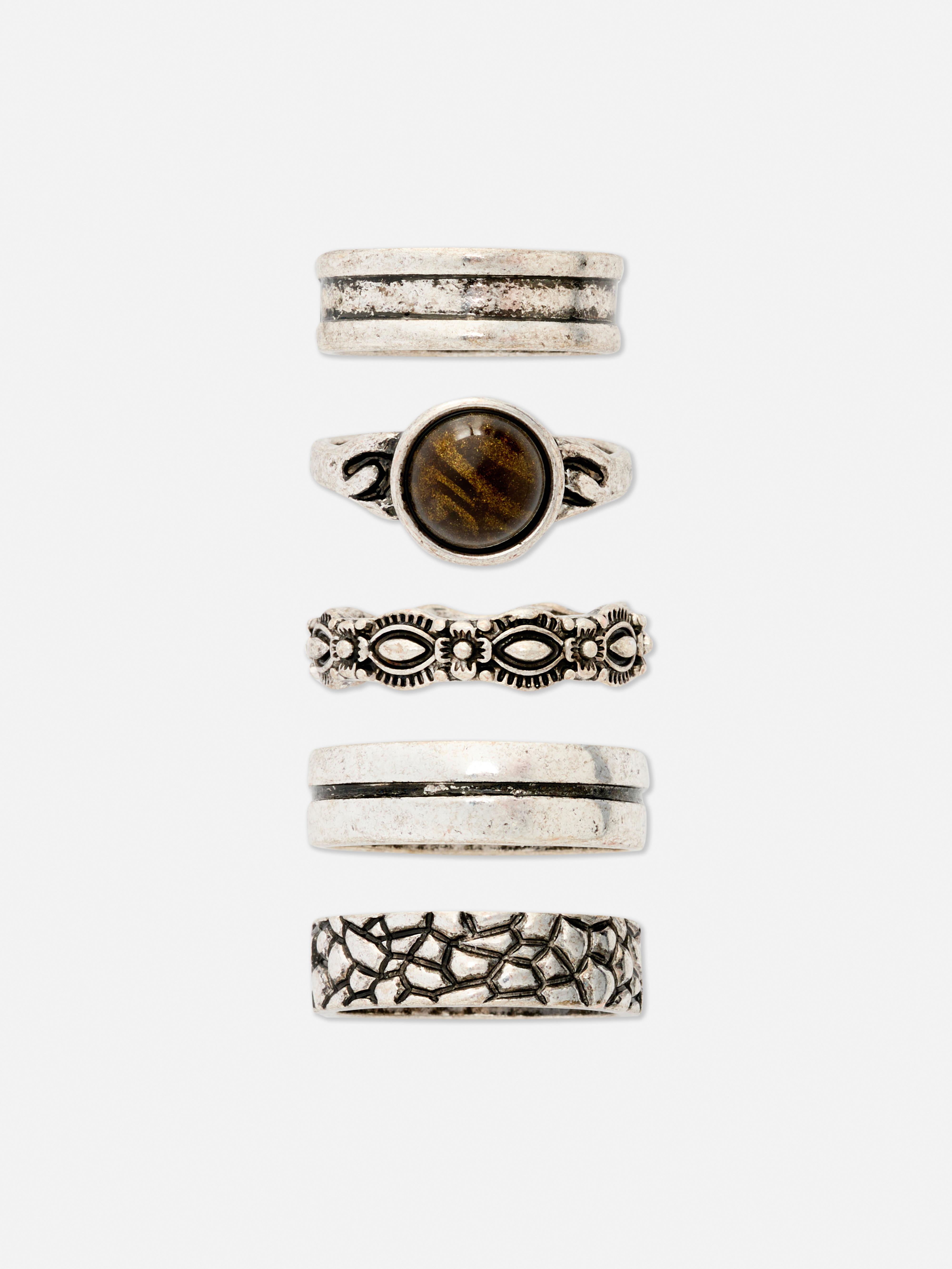 Gemusterte Ringe, 5er-Pack