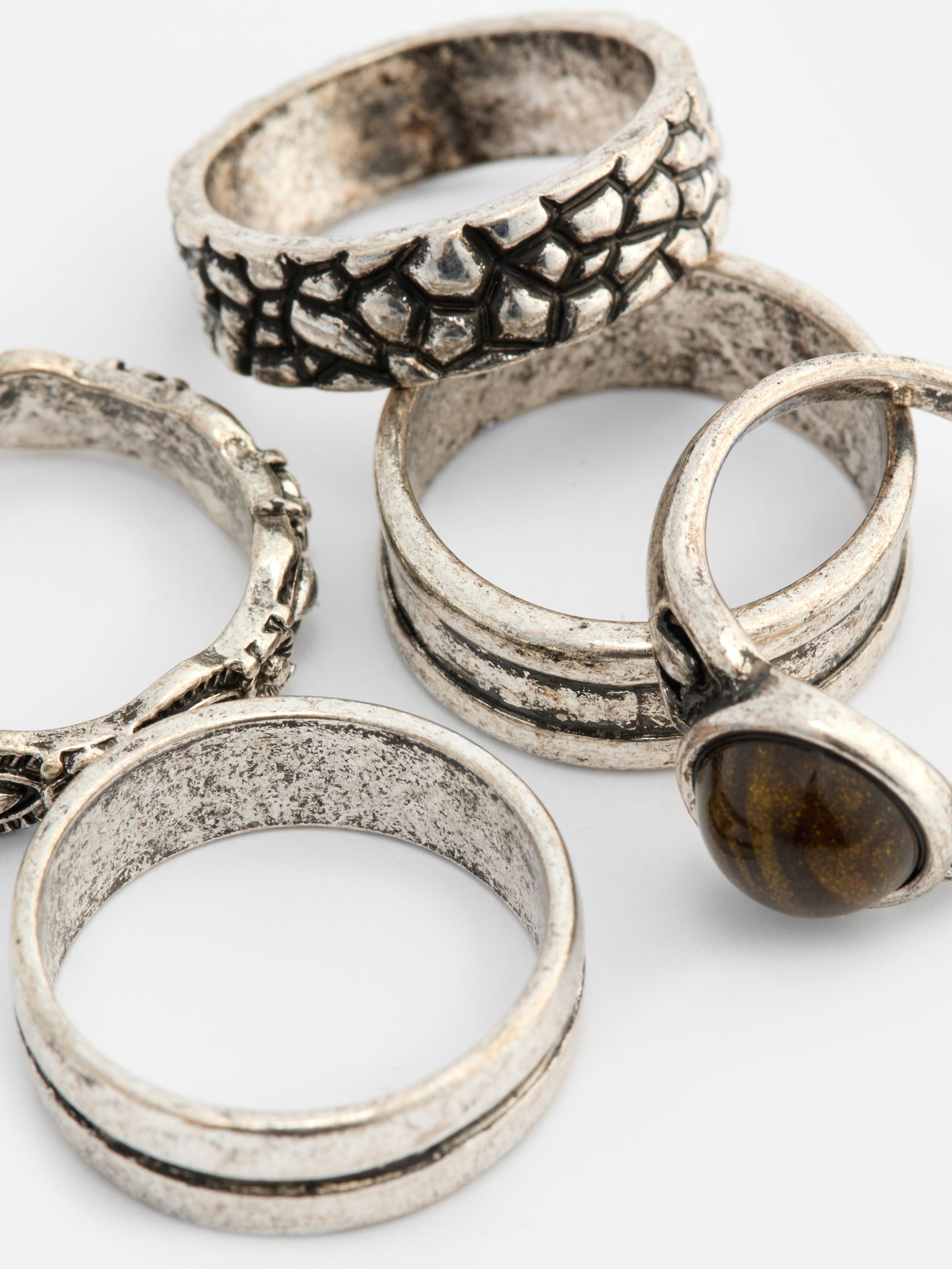 Gemusterte Ringe, 5er-Pack