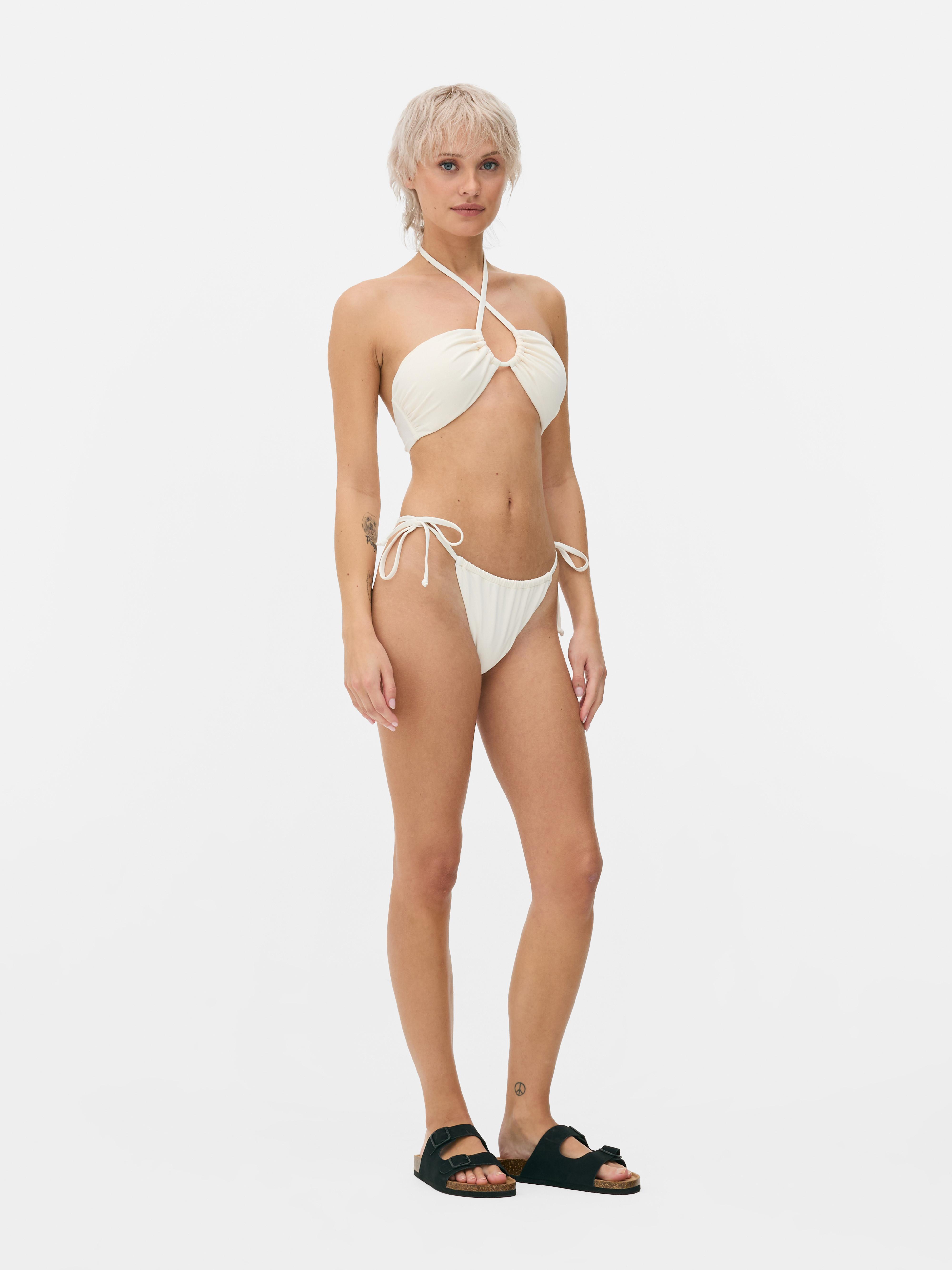 Side Tie Bikini Bottoms Cream