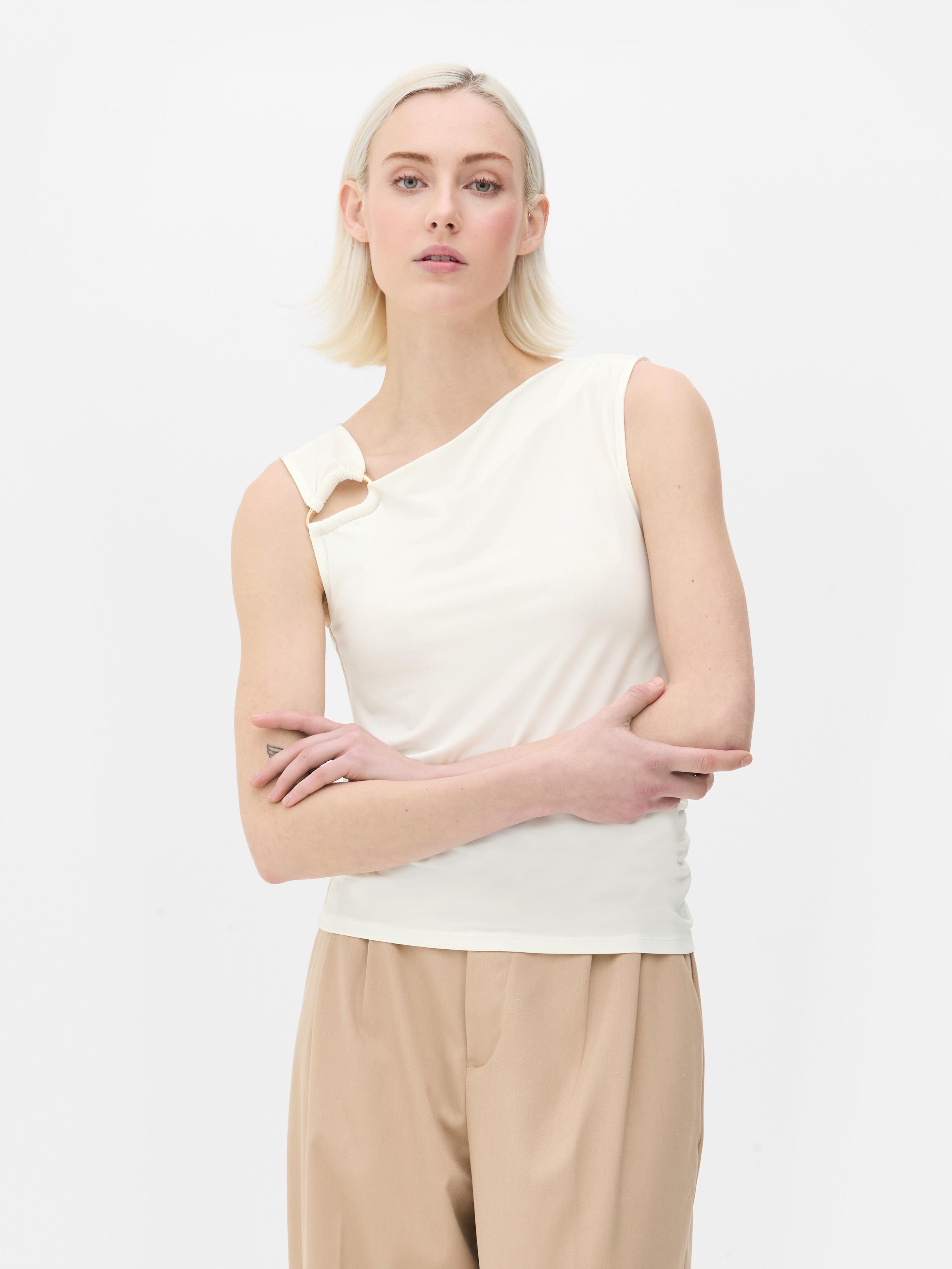 Buy Cream Asymmetric Drape Long Sleeve Top from Next USA