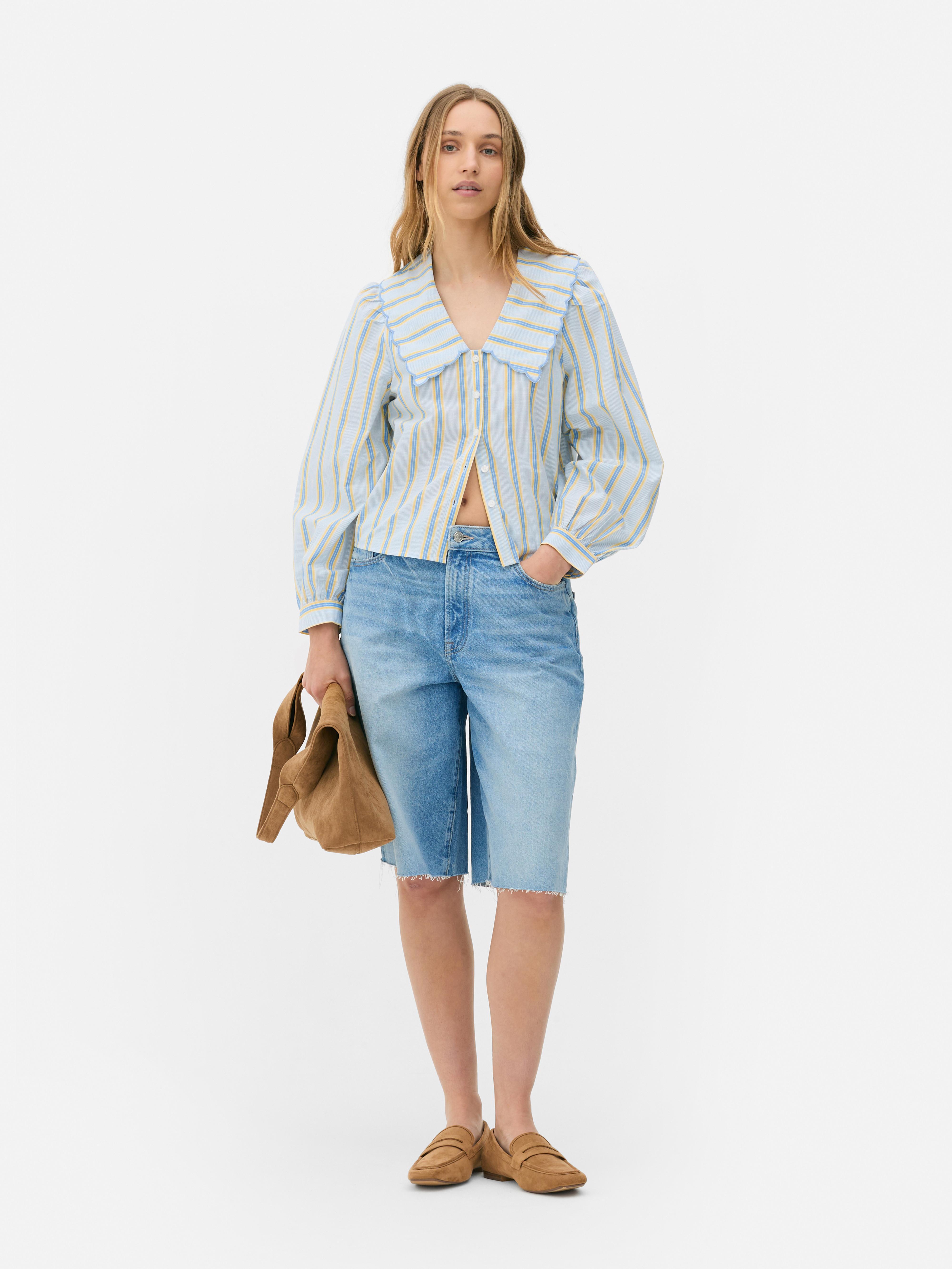 Paula Echevarria Scalloped Collar Blouse