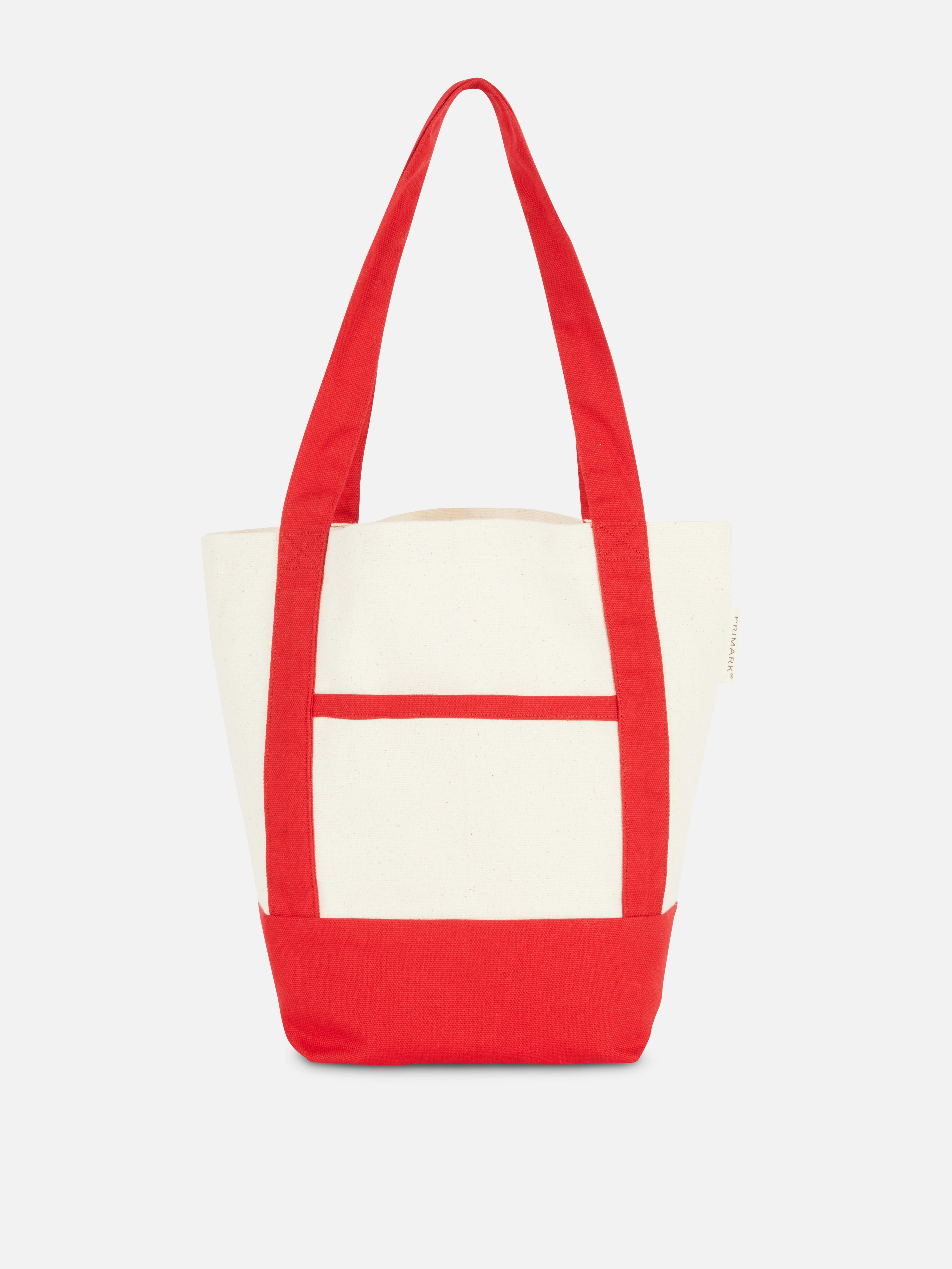 Minibolso de lona de algodón en contraste Rojo