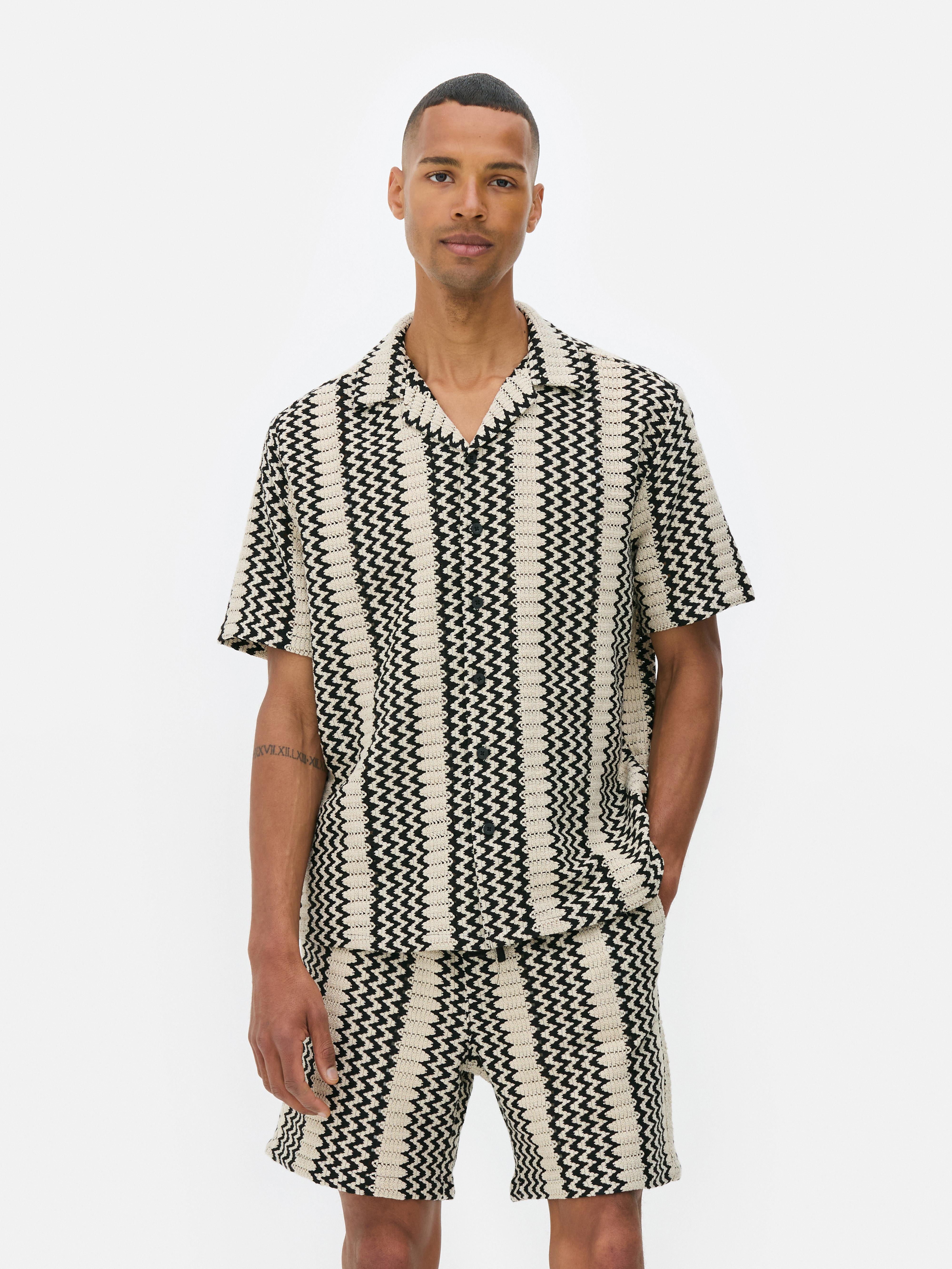Zig-Zag Stripe Crochet Shirt
