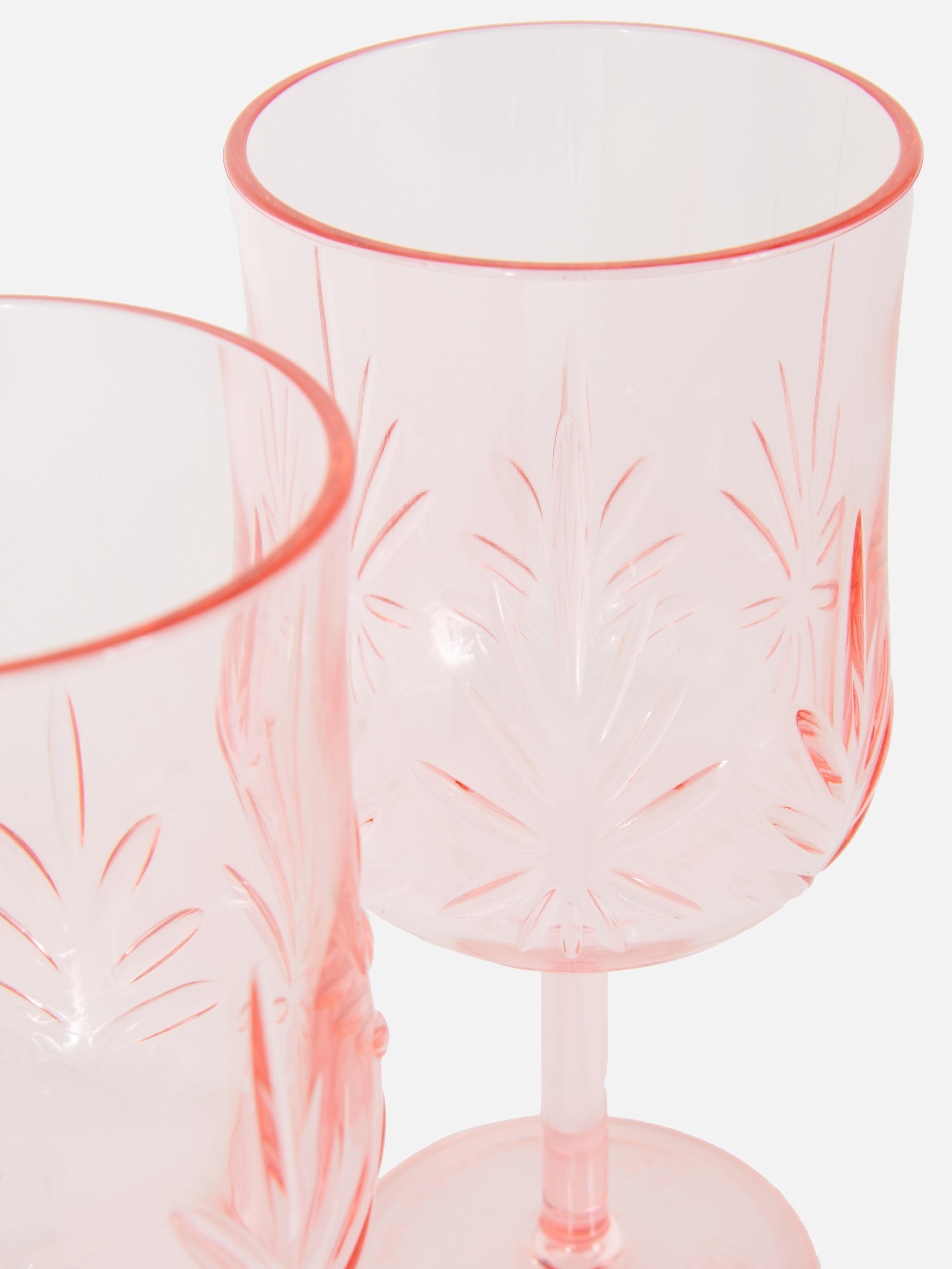 2pk Embossed Plastic Wine Glasses