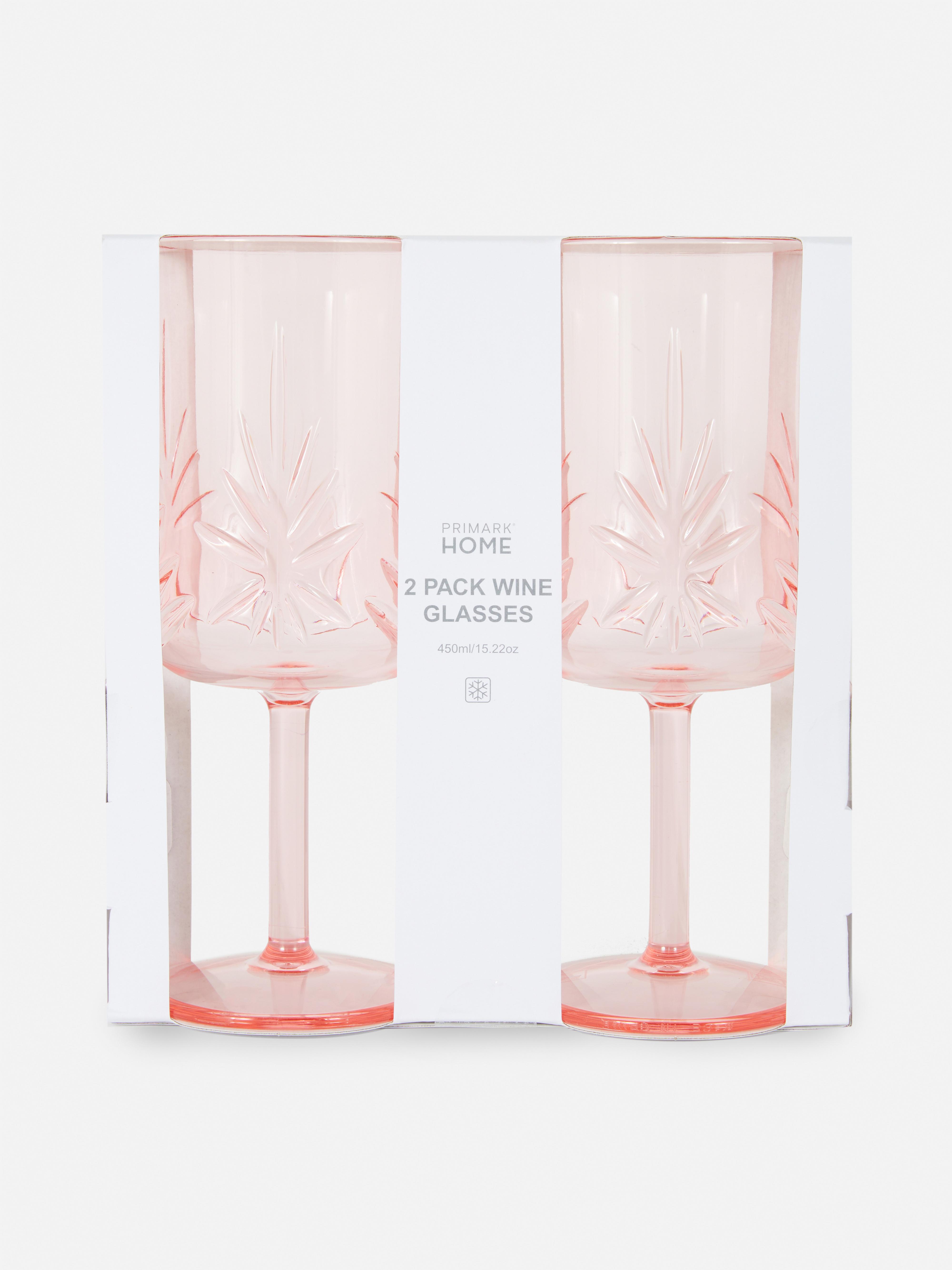 2pk Embossed Plastic Wine Glasses