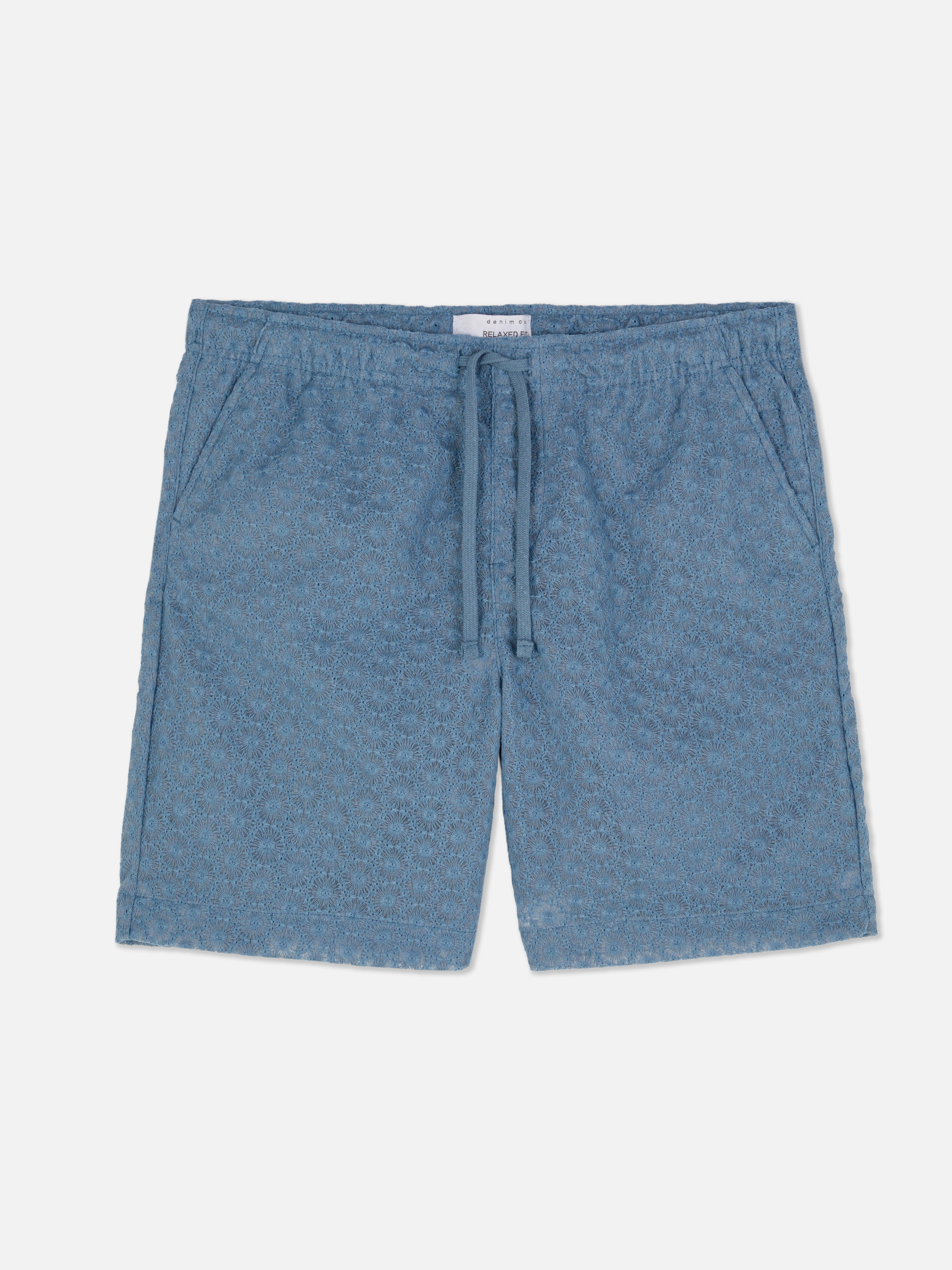 Gebloemde gebreide short met trekkoord