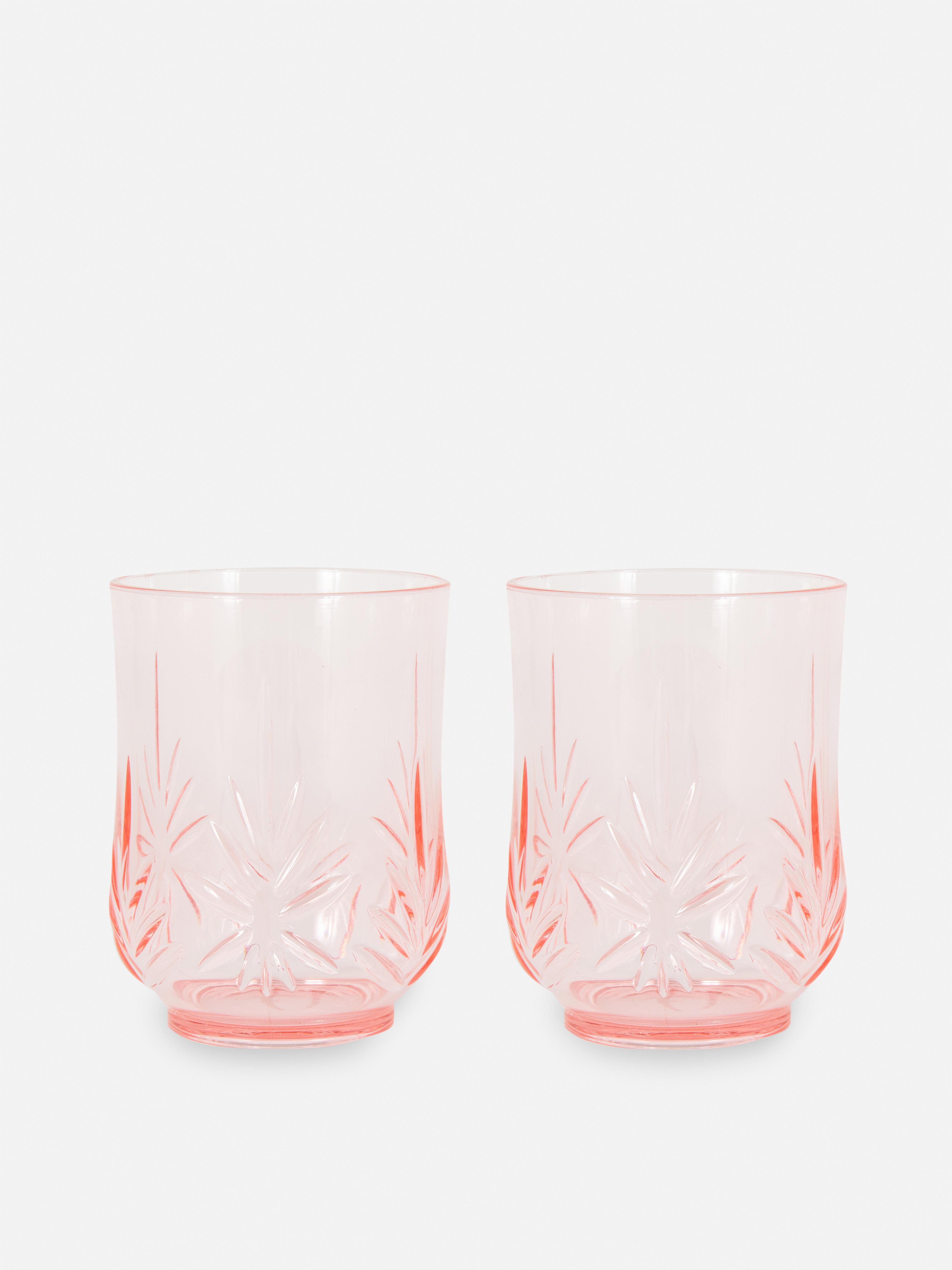 2pk Embossed Plastic Tumblers