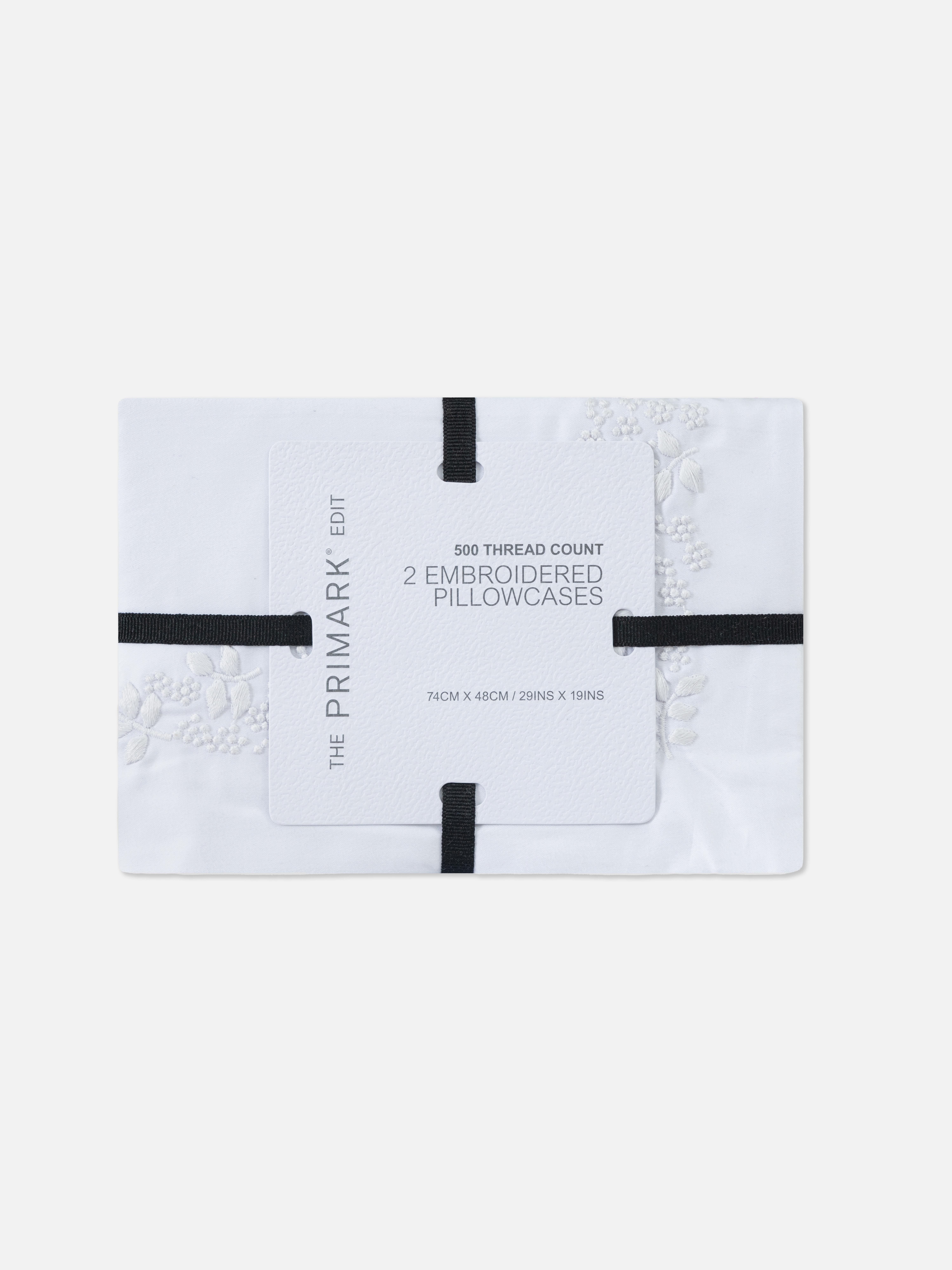 2pk The Edit 500 Thread Count Embroidered Pillowcases