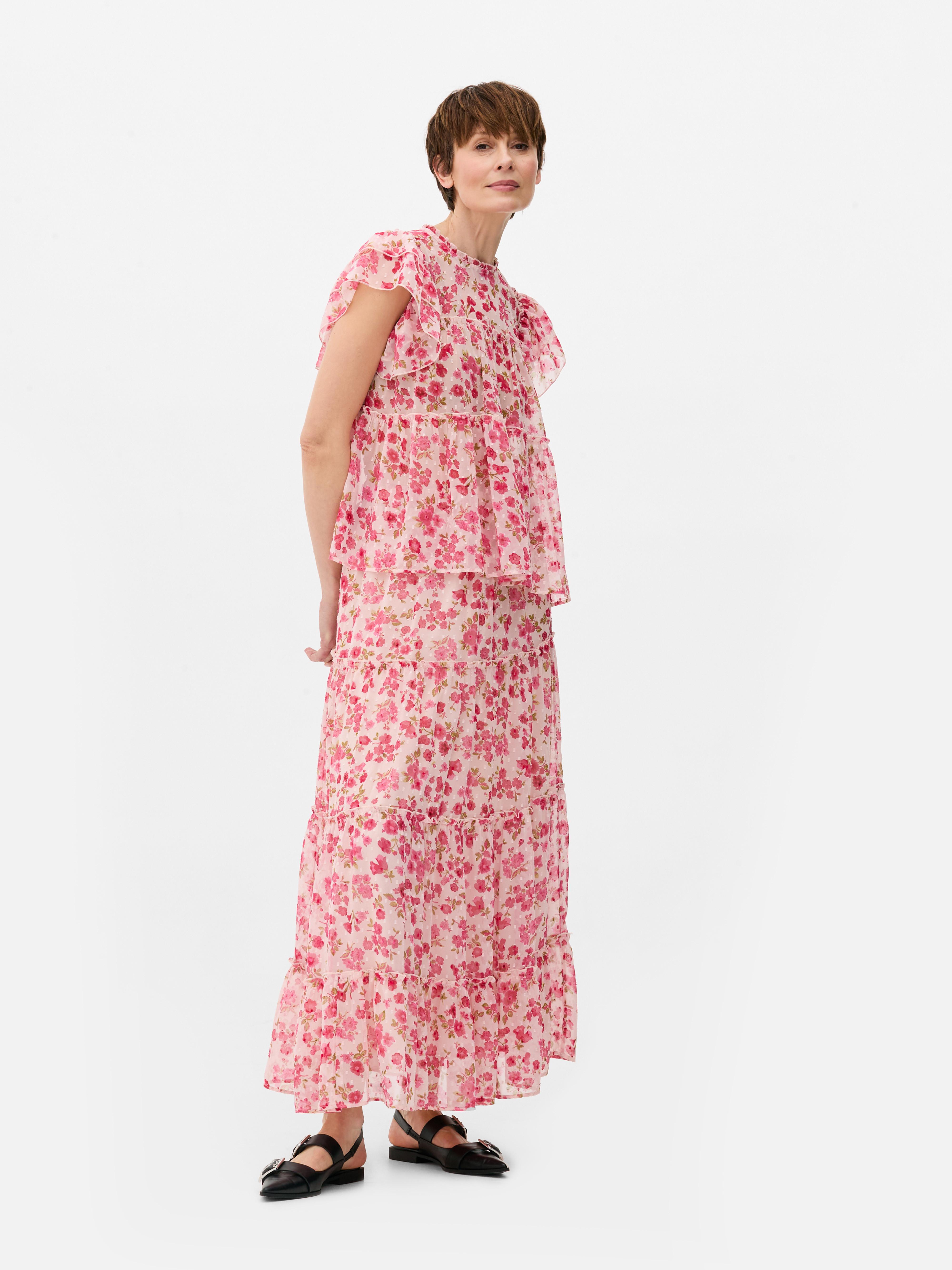 Floral Tiered Maxi Skirt