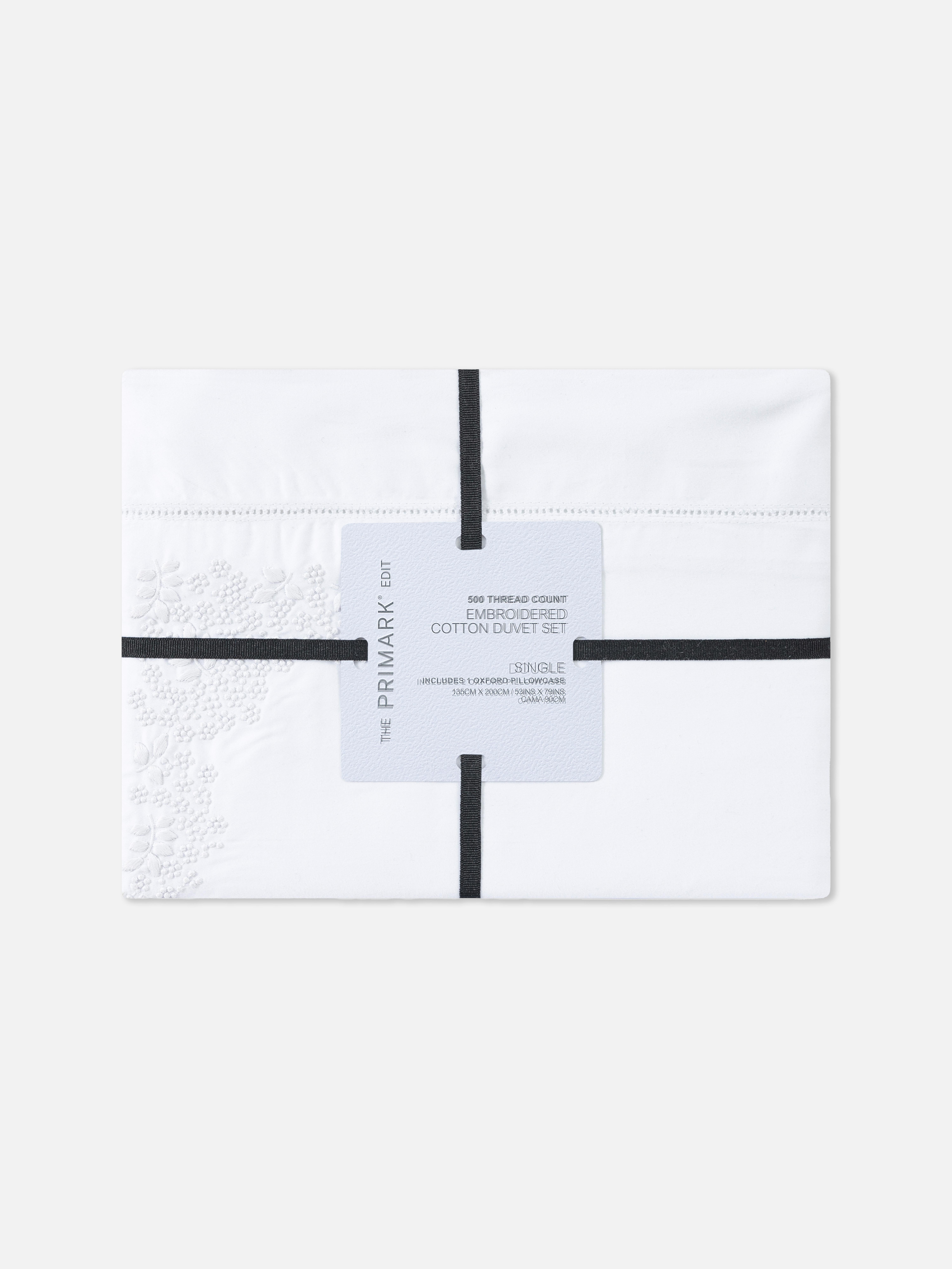 Parure de lit simple brodée 500 fils The Edit