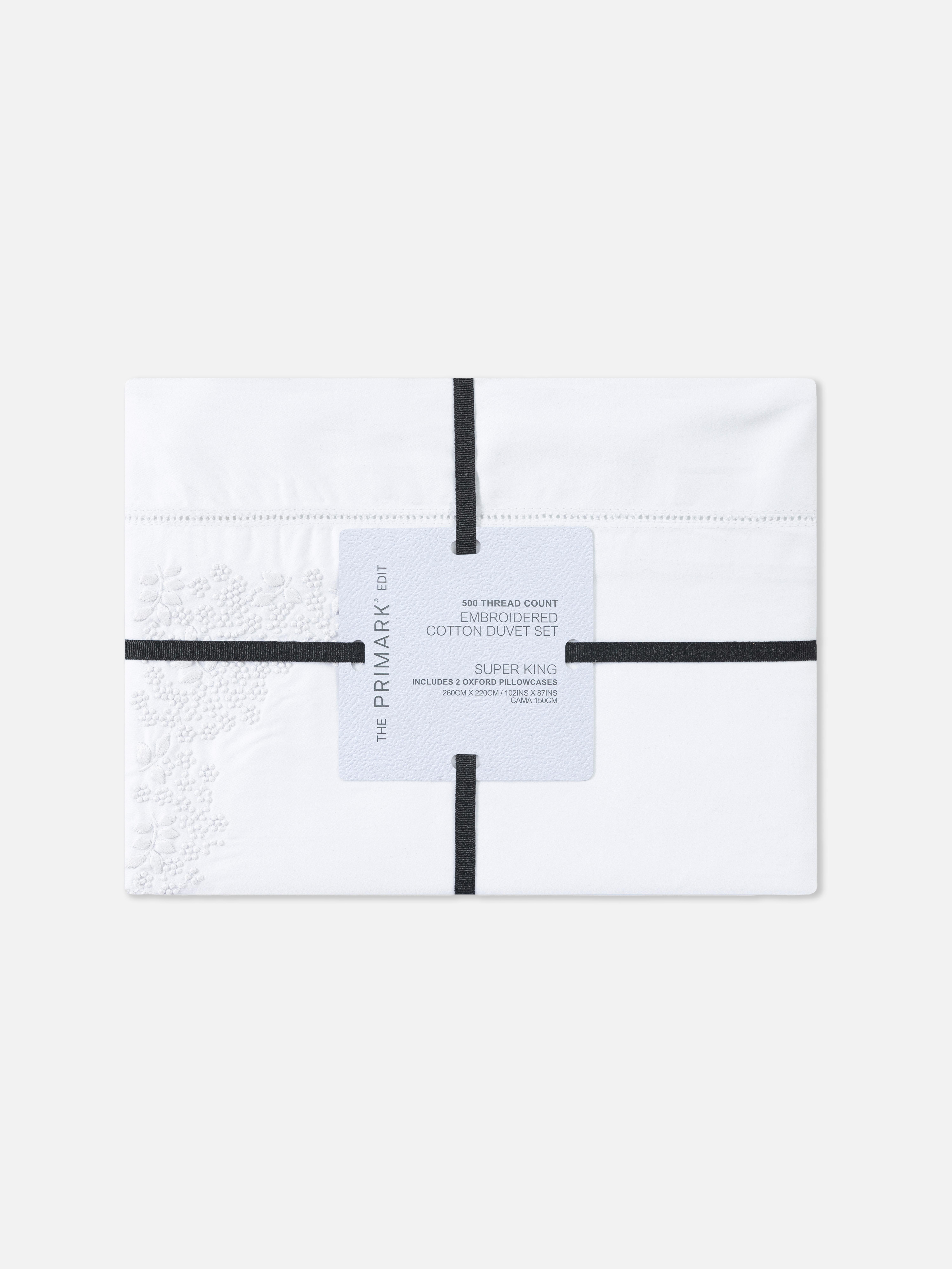 The Edit 500 Thread Count Embroidered Super King Duvet Cover Set