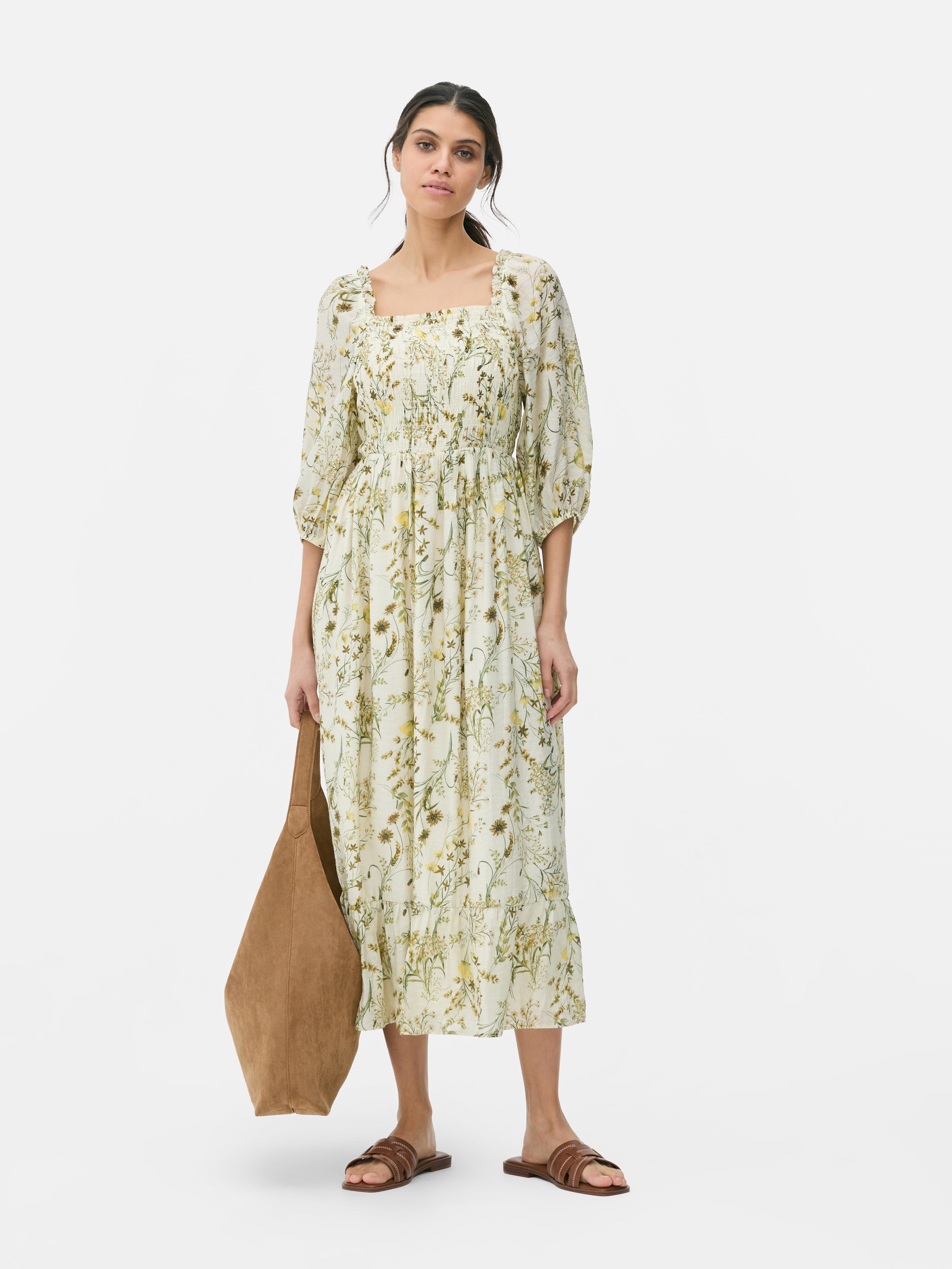 Floral Shirred Maxi Dress