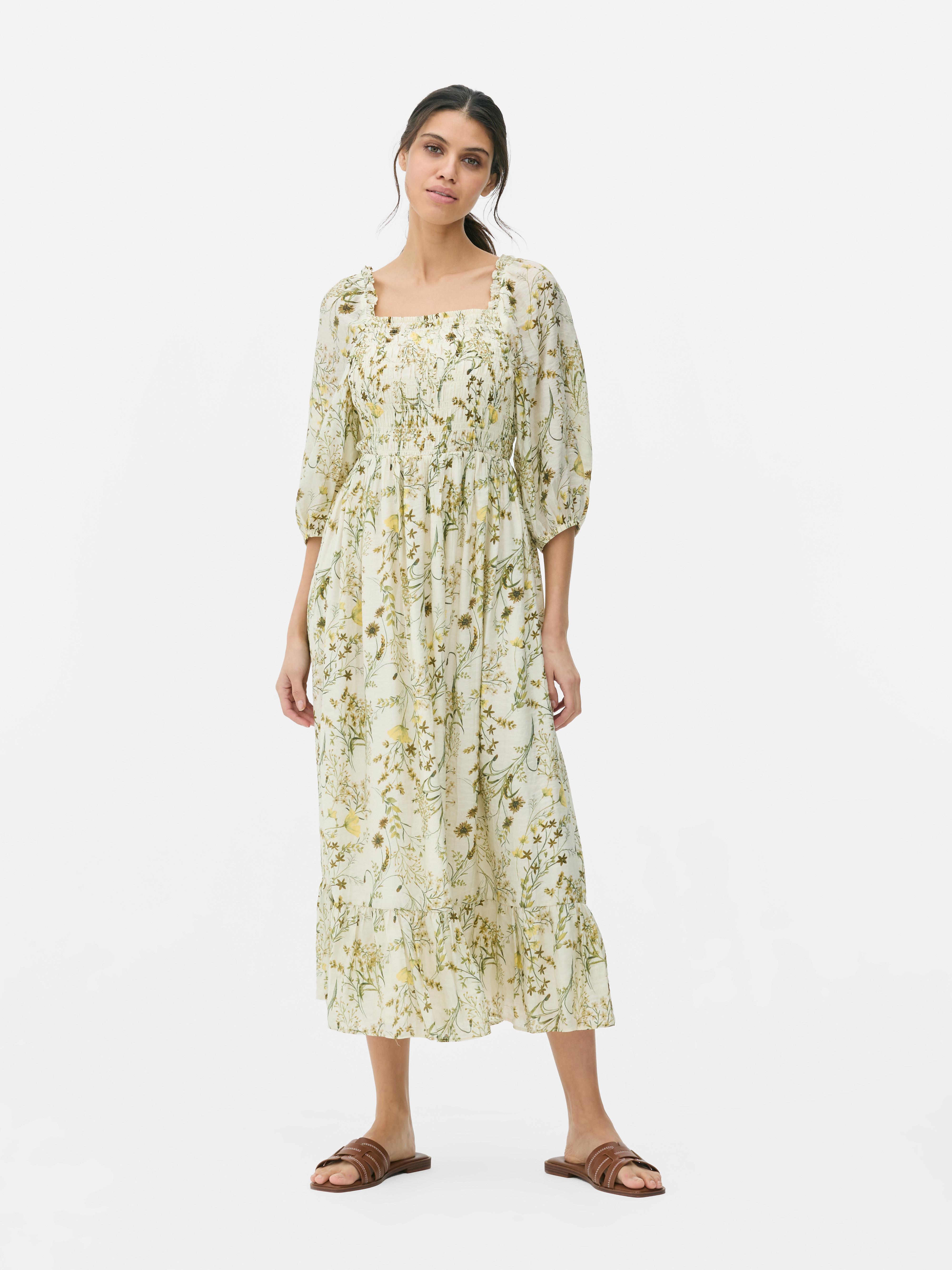 Floral Shirred Maxi Dress