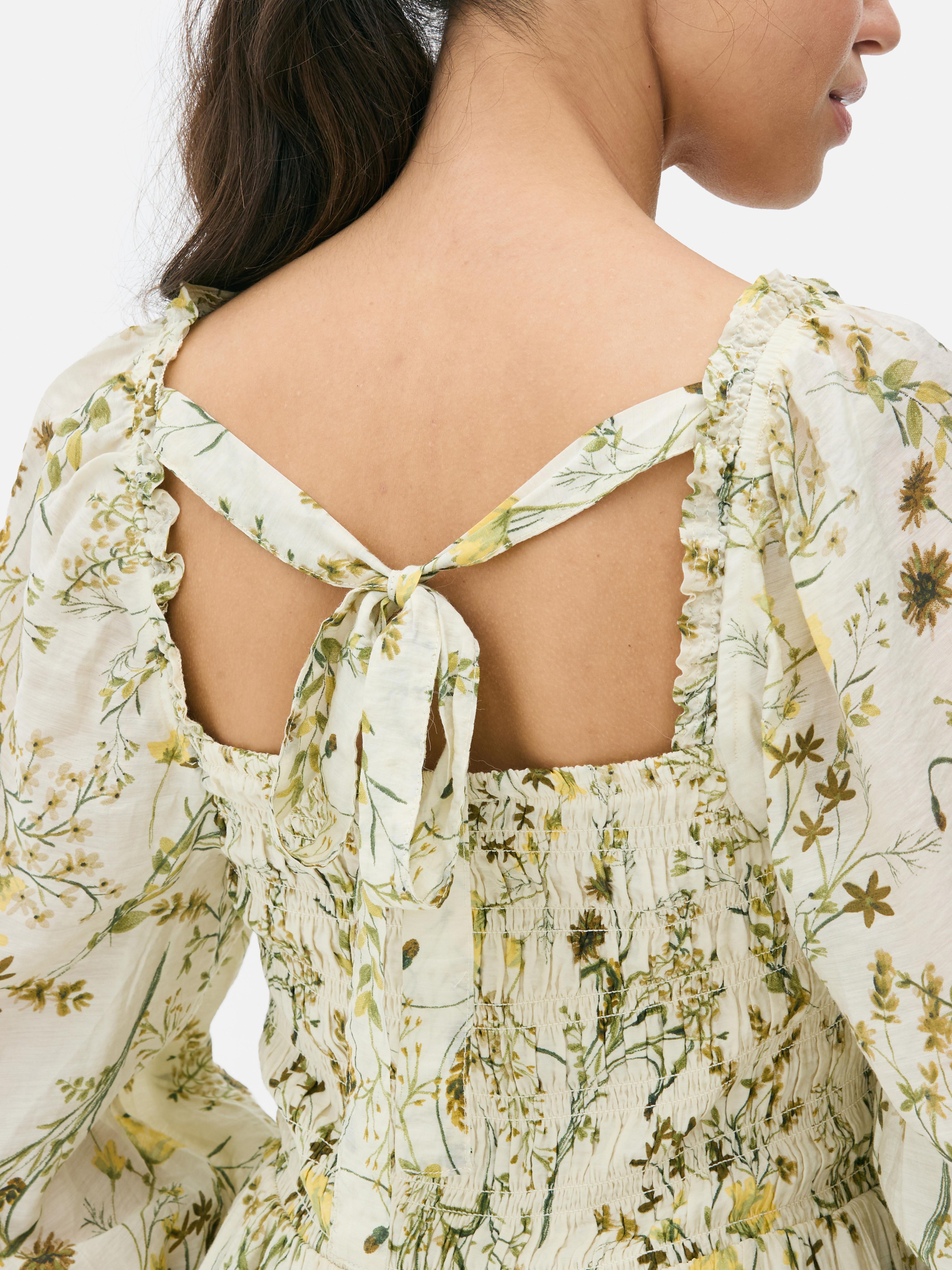 Floral Shirred Maxi Dress