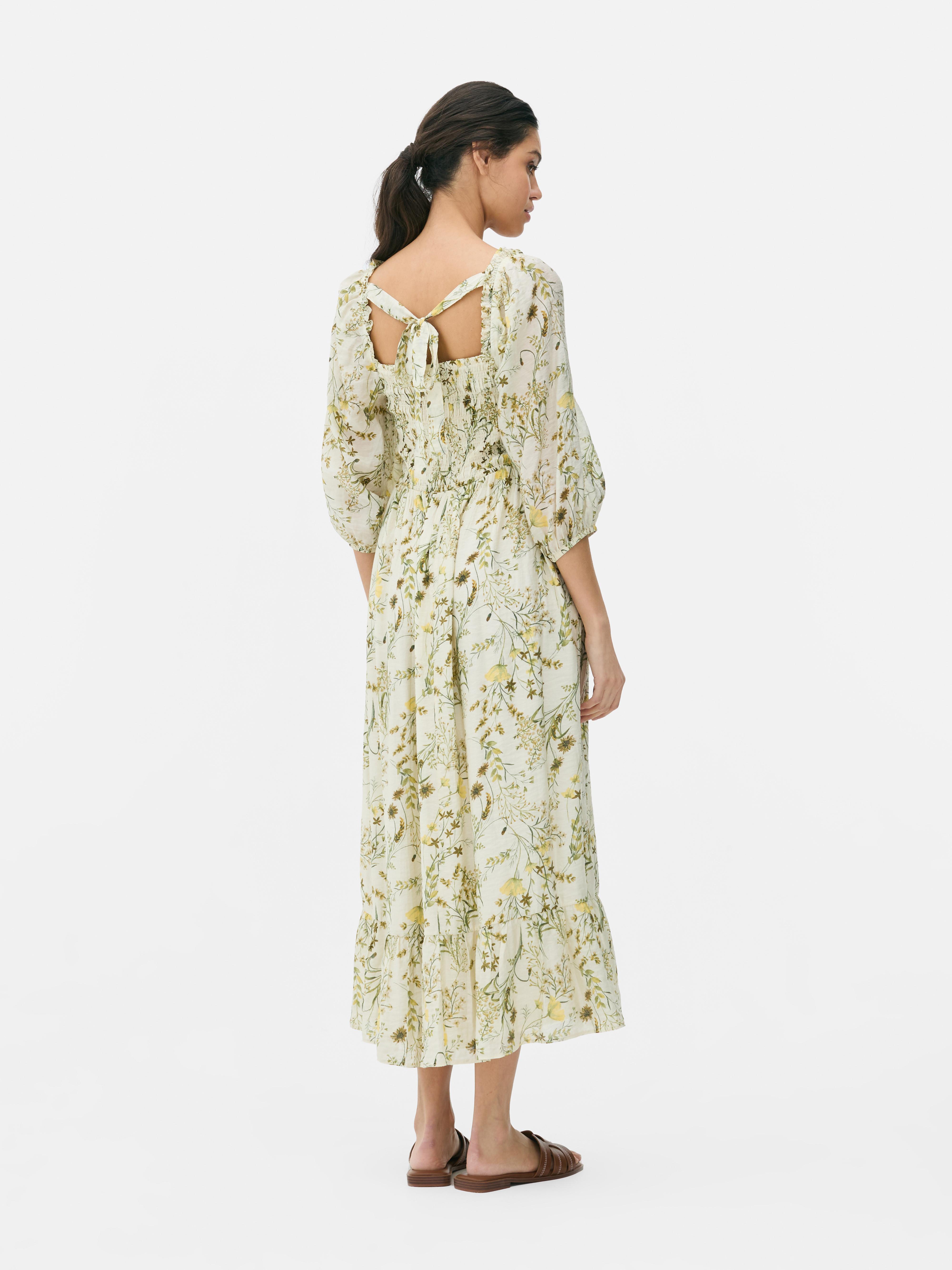 Floral Shirred Maxi Dress