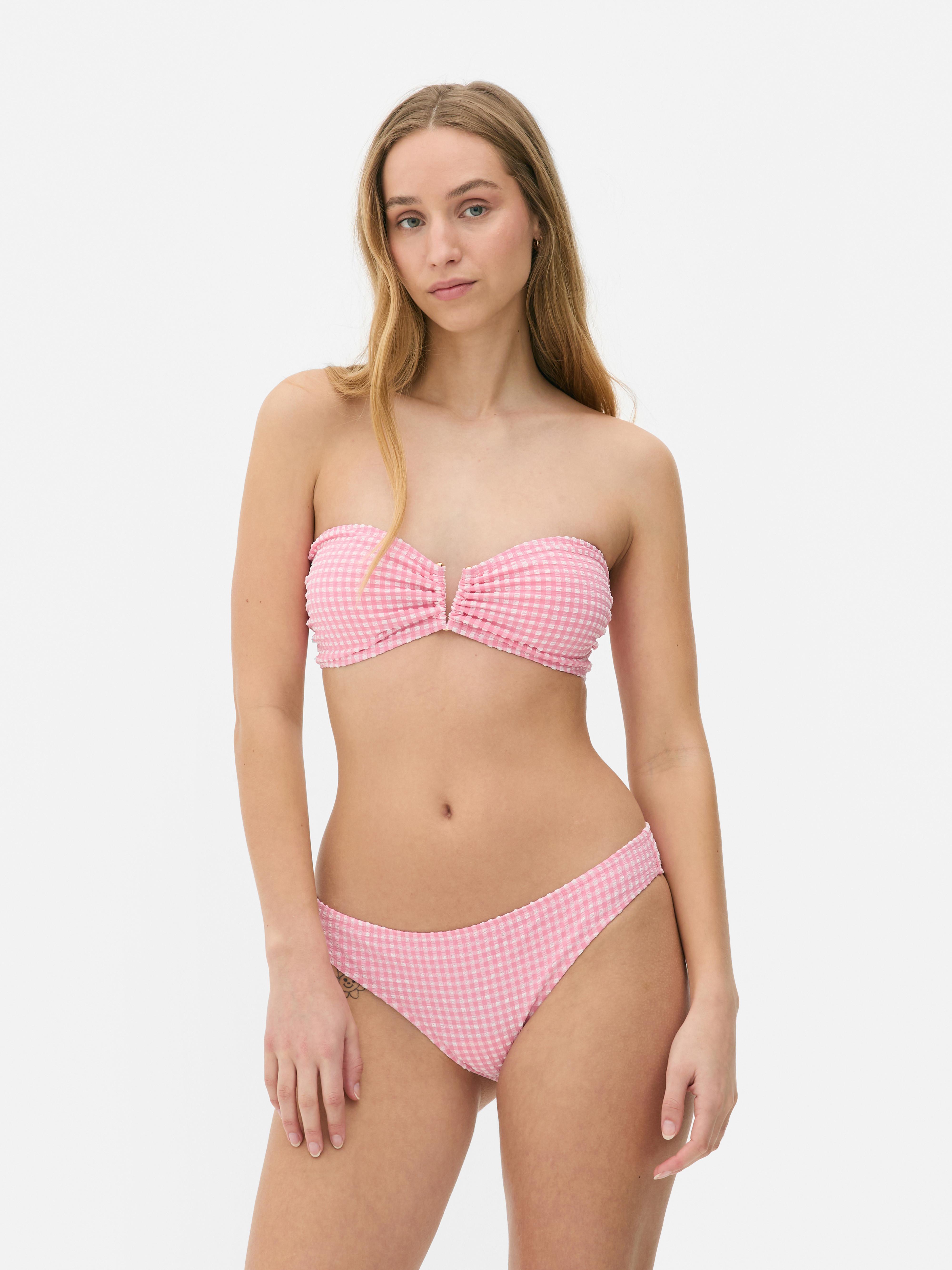 Gingham Check Bandeau Bikini Top