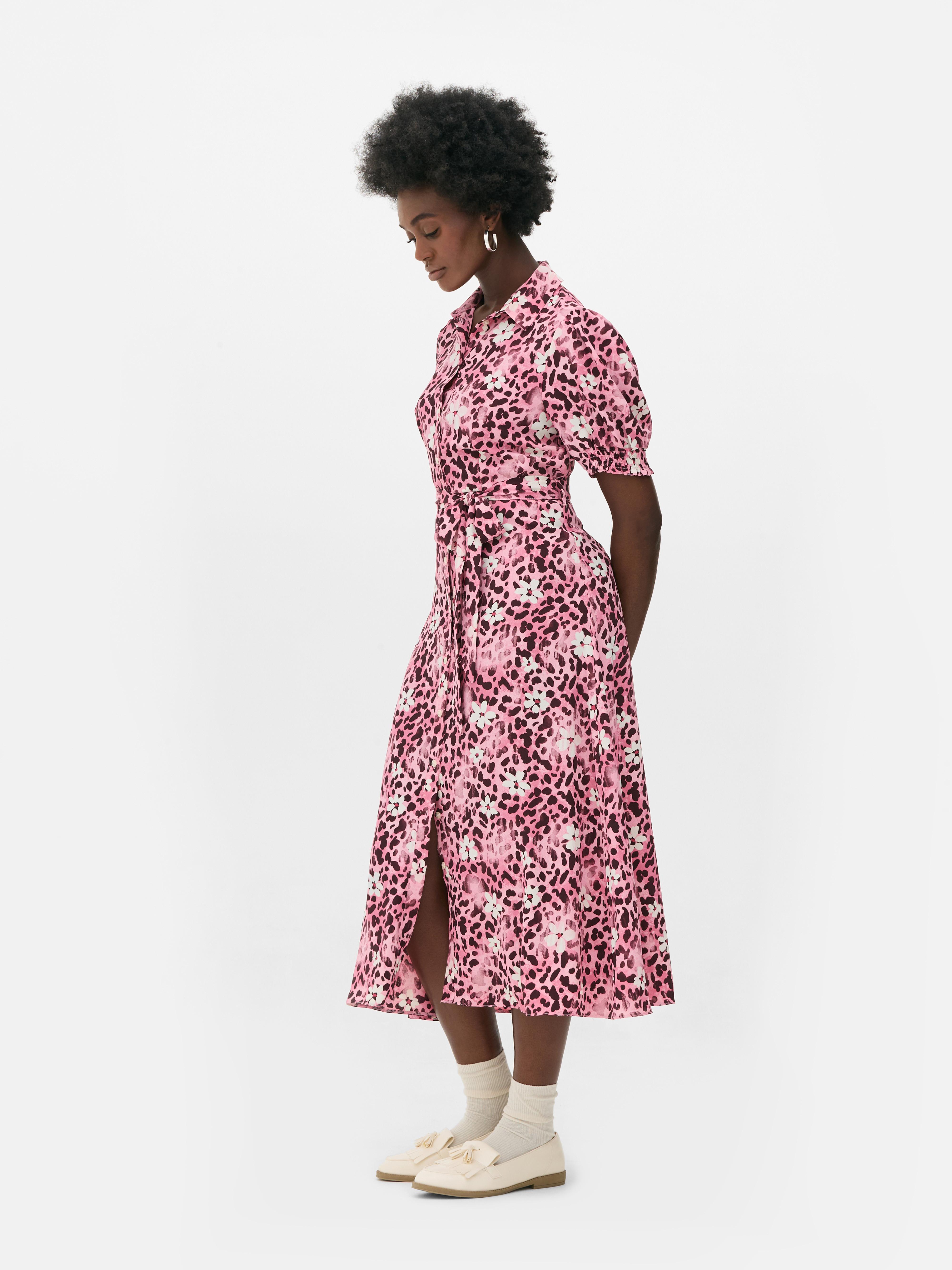 Robe-chemise mi-longue à fleurs