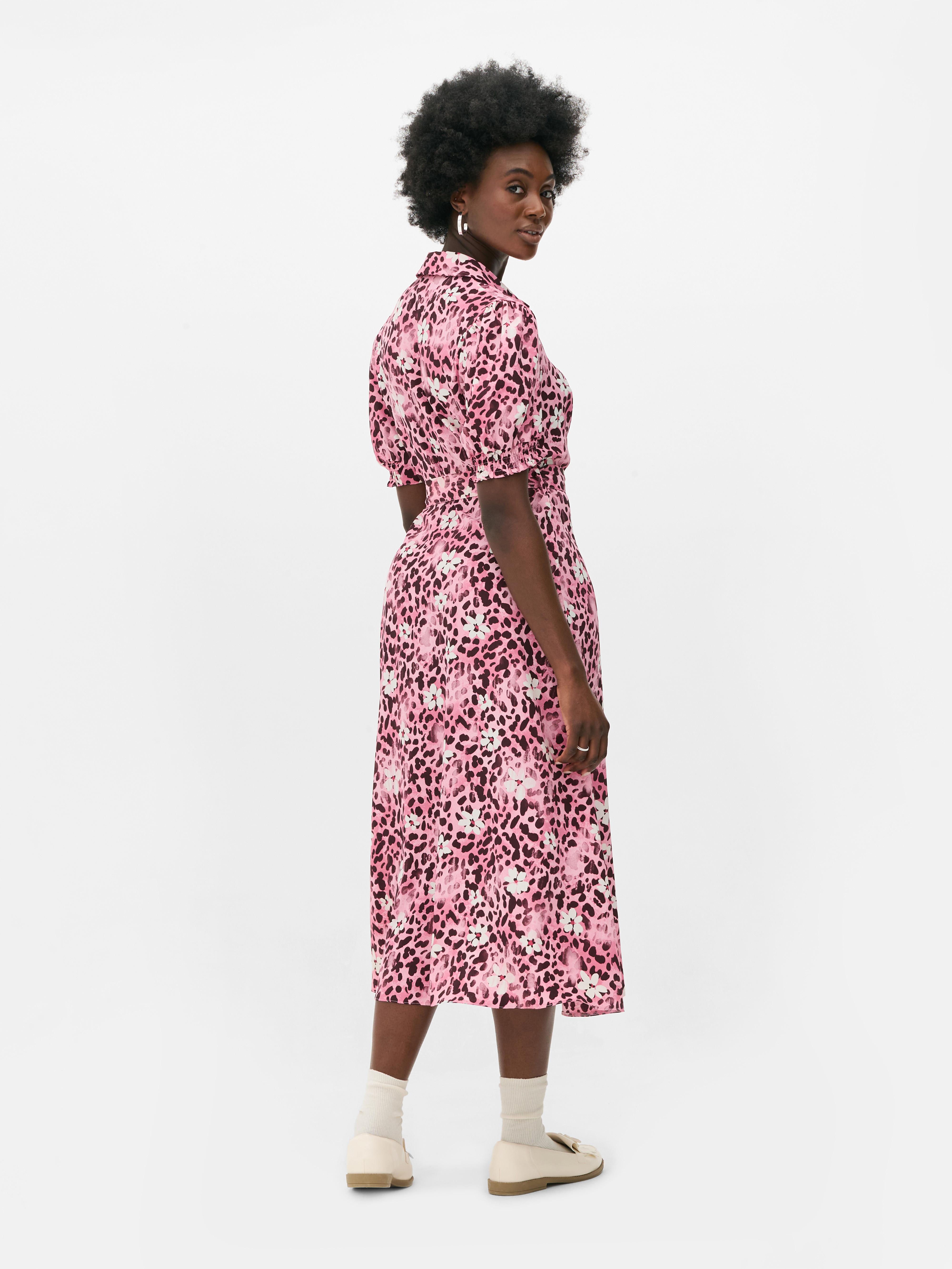 Robe-chemise mi-longue à fleurs