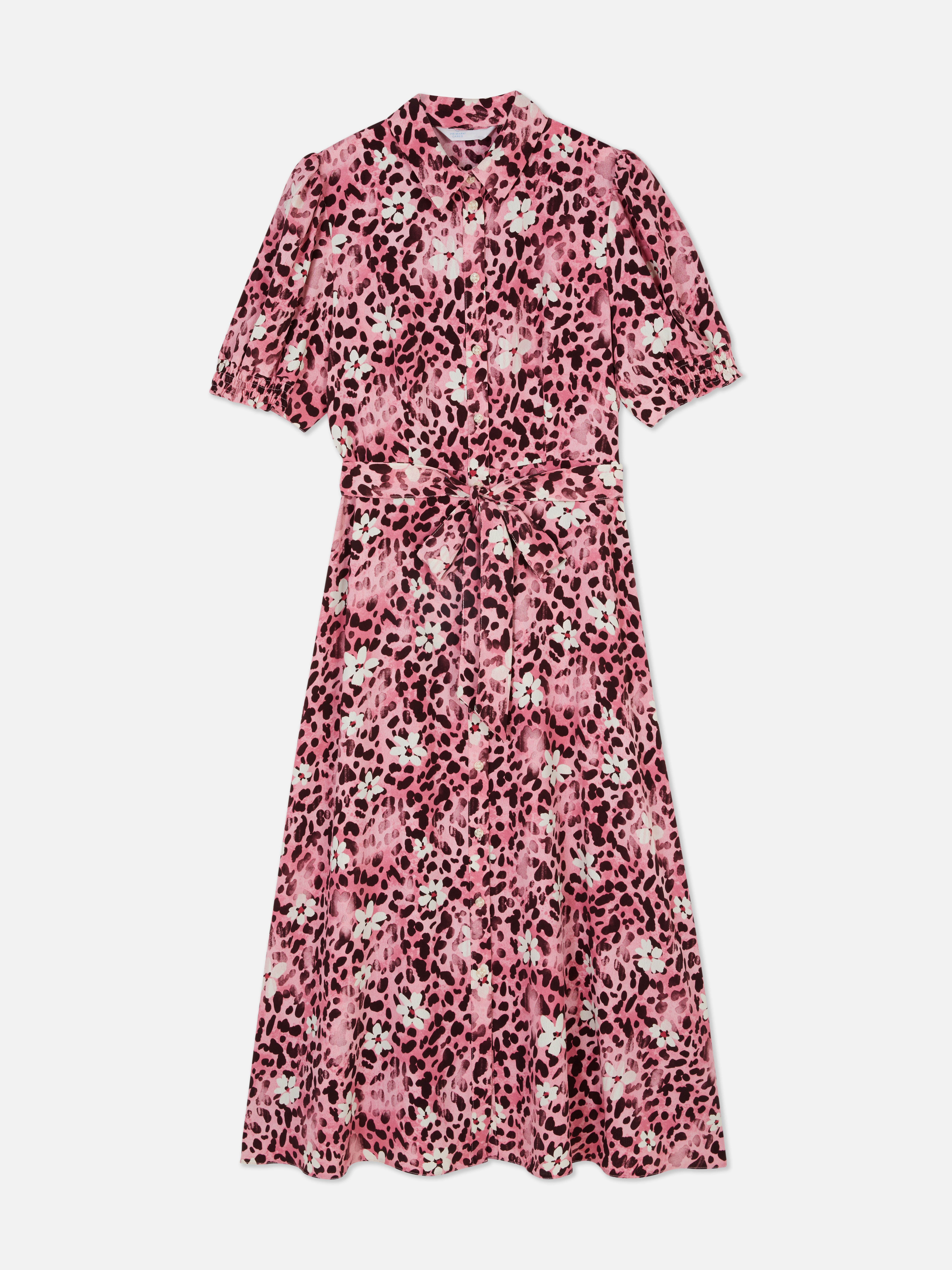 Robe-chemise mi-longue à fleurs