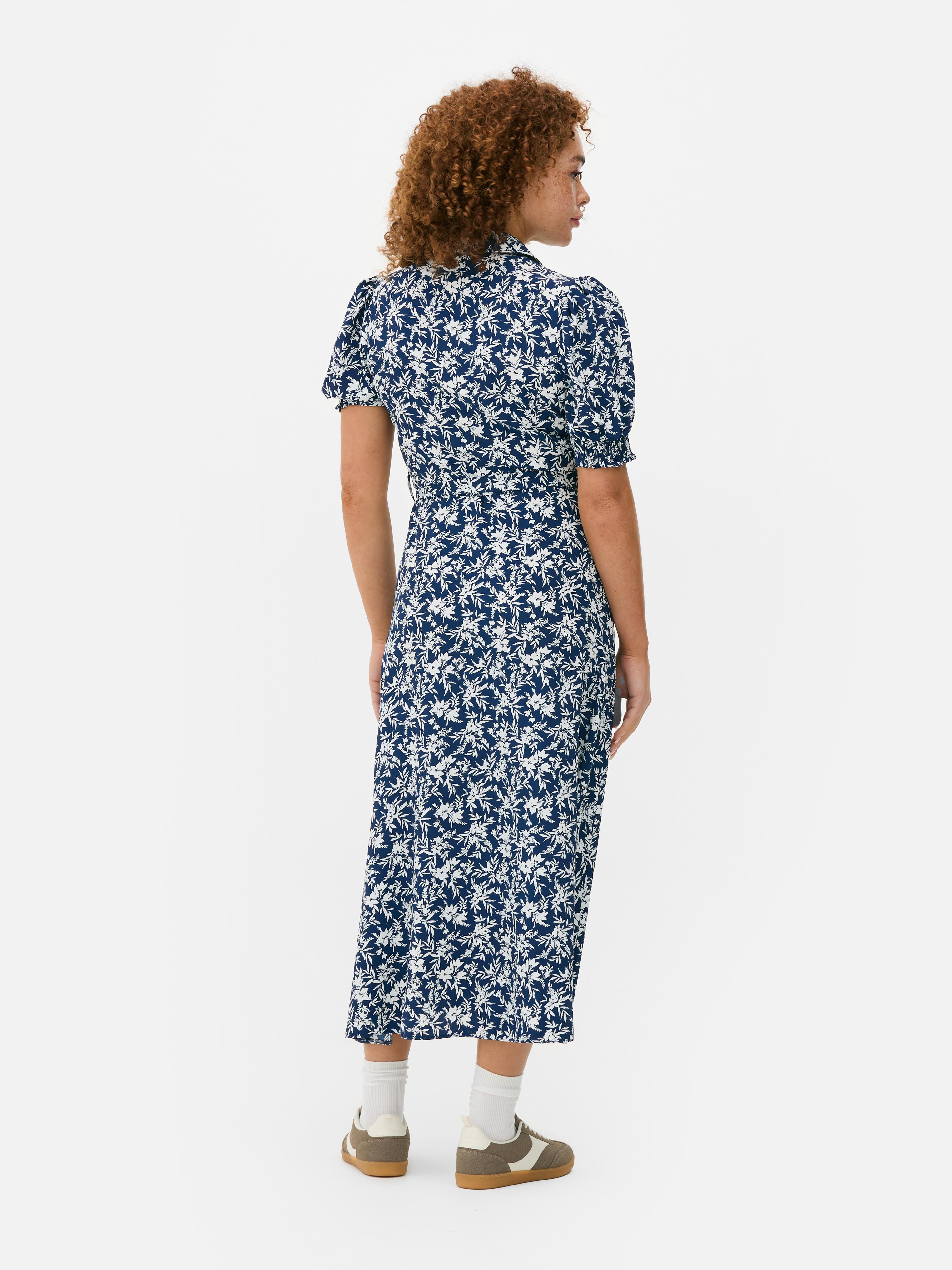 Robe-chemise mi-longue à fleurs