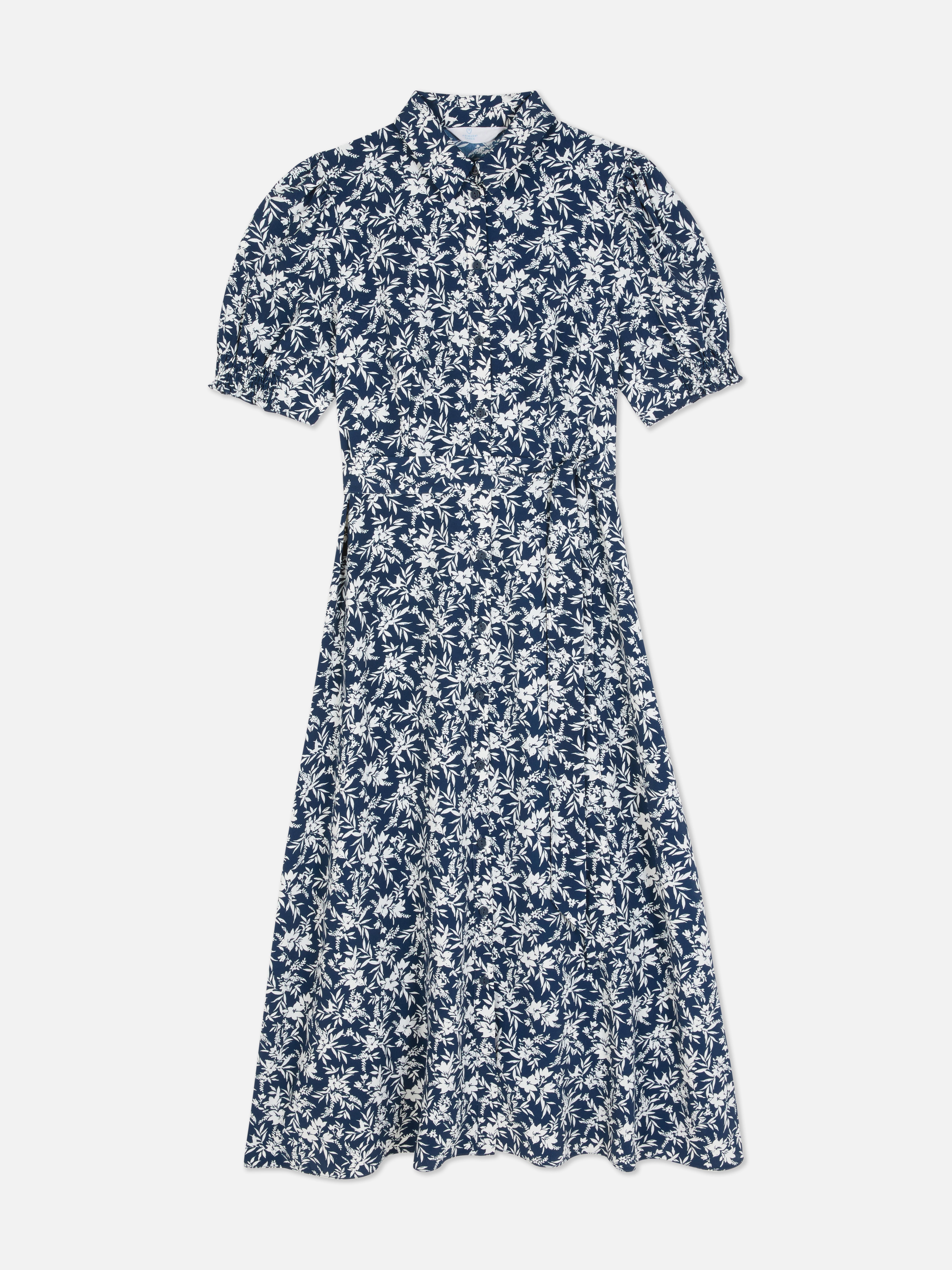 Robe-chemise mi-longue à fleurs