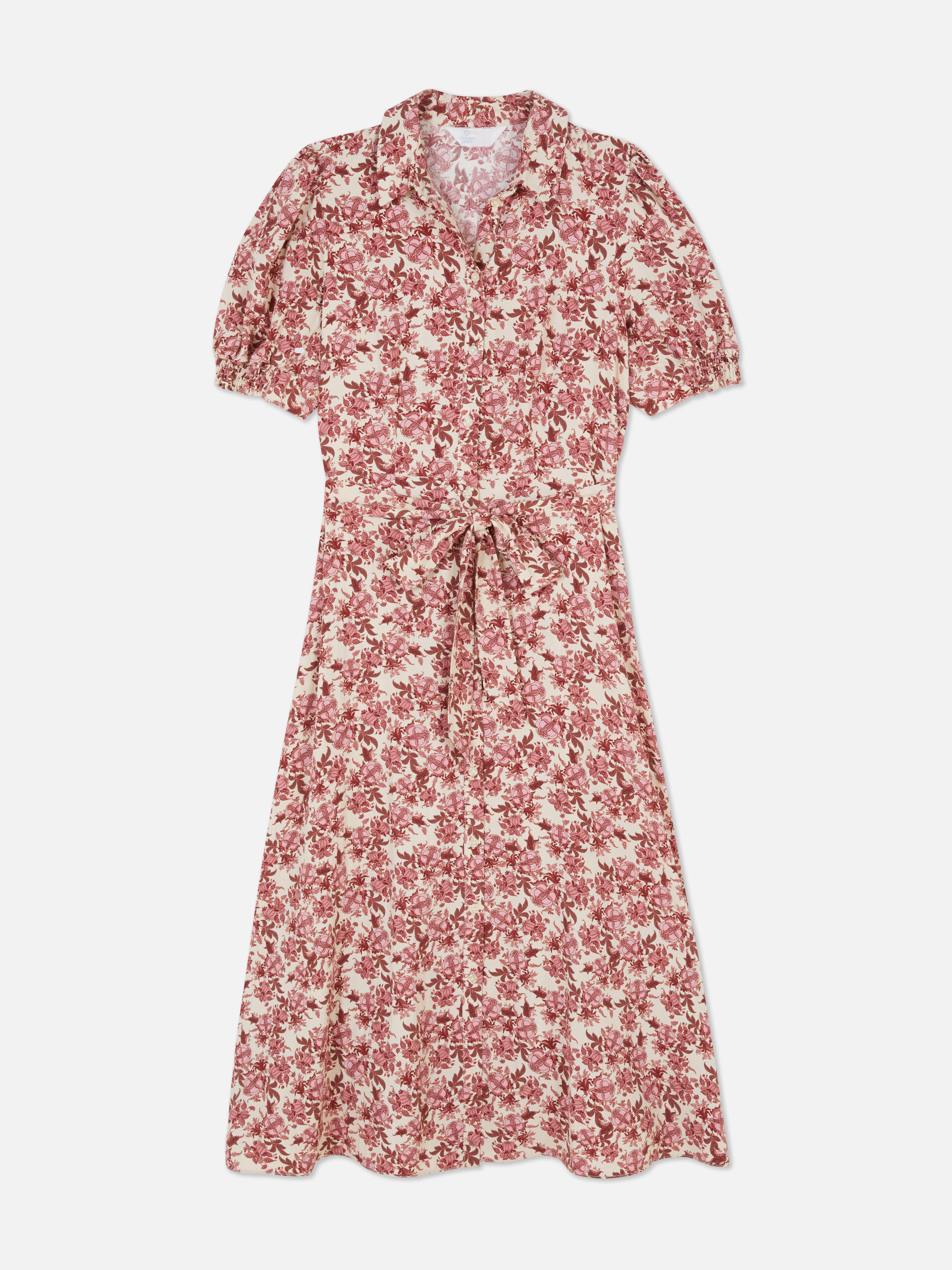 Robe-chemise mi-longue à fleurs