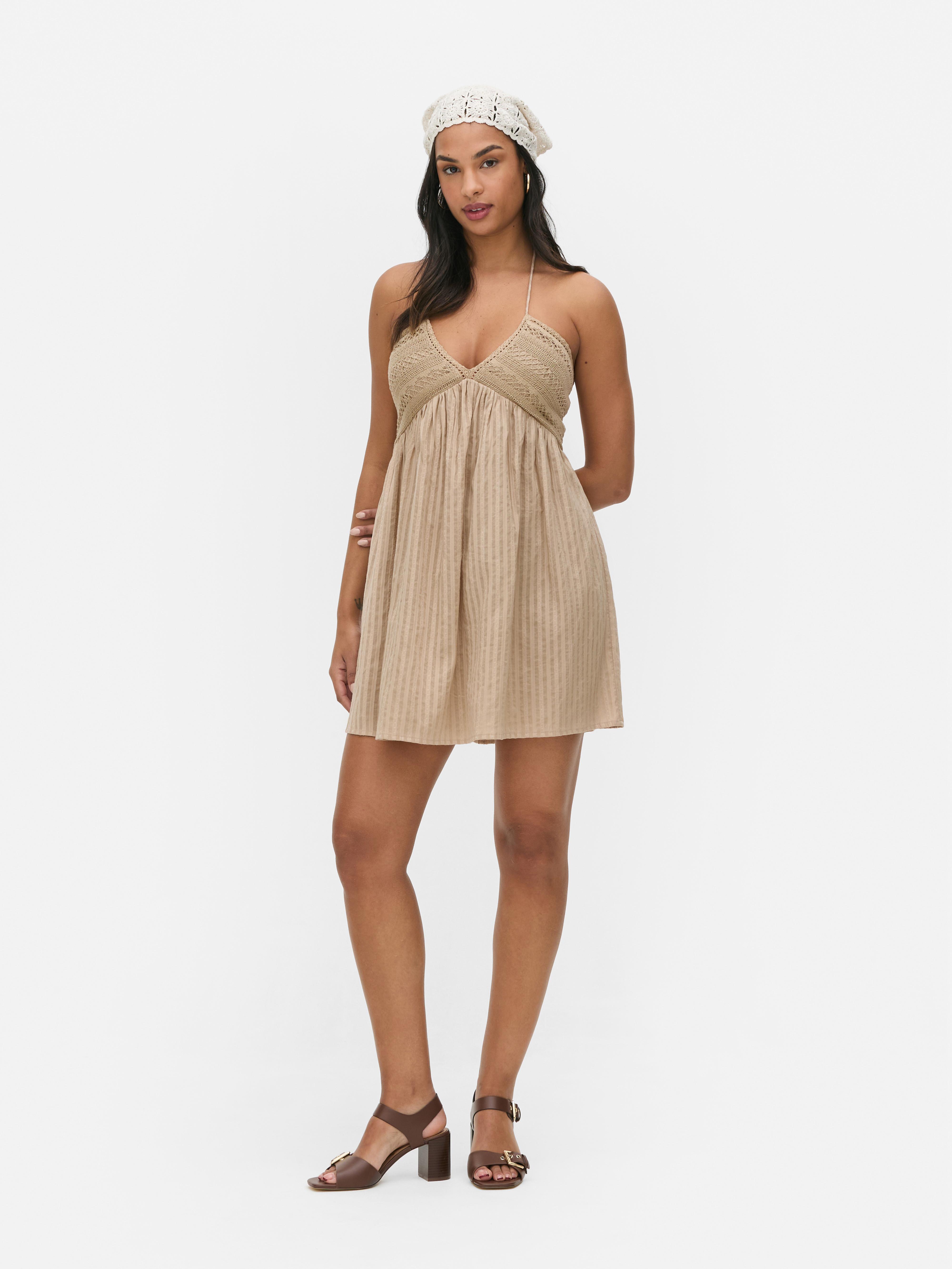 Textured Halter Mini Dress