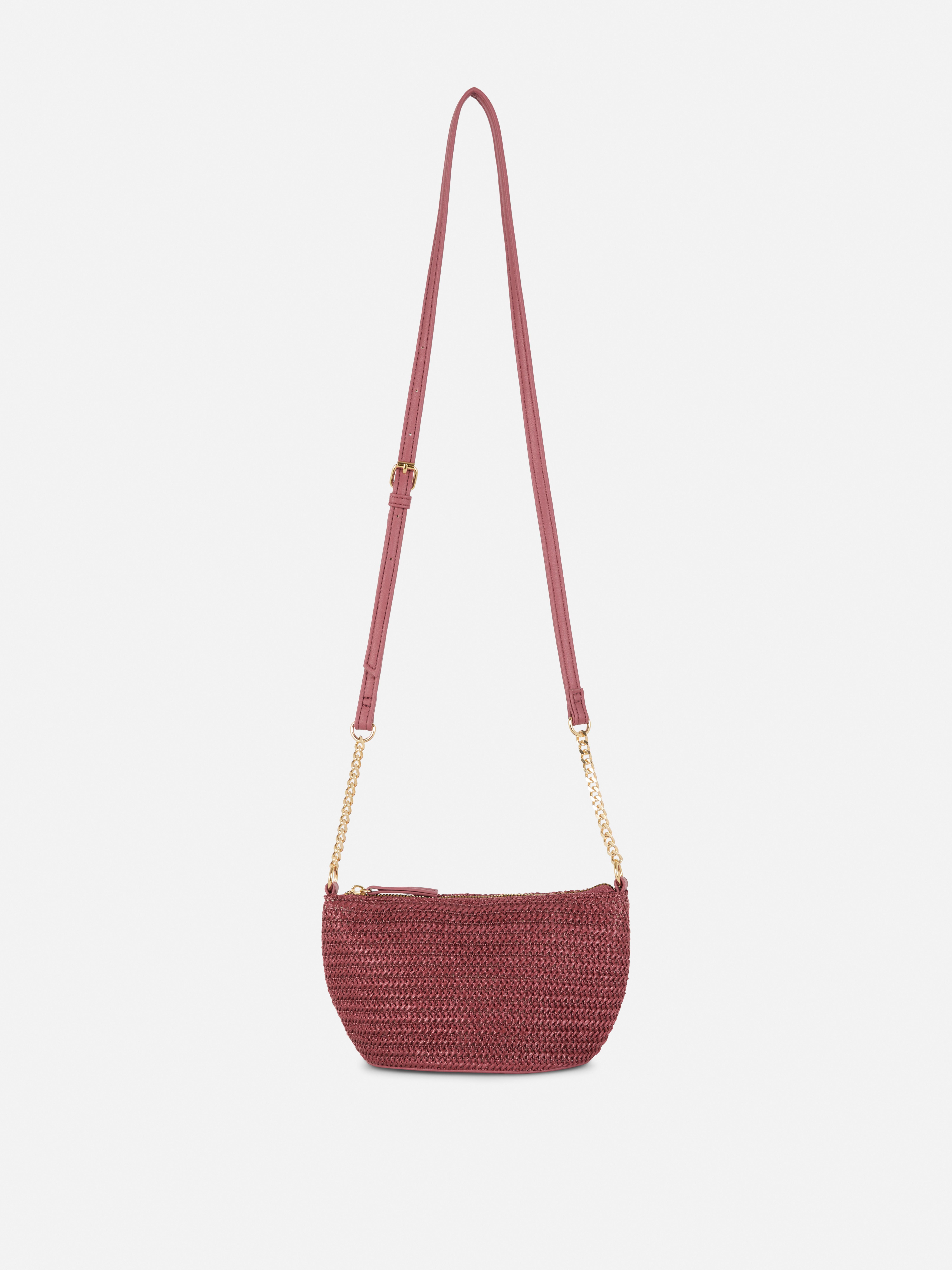 Mini sac à bandoulière effet paille avec chaîne