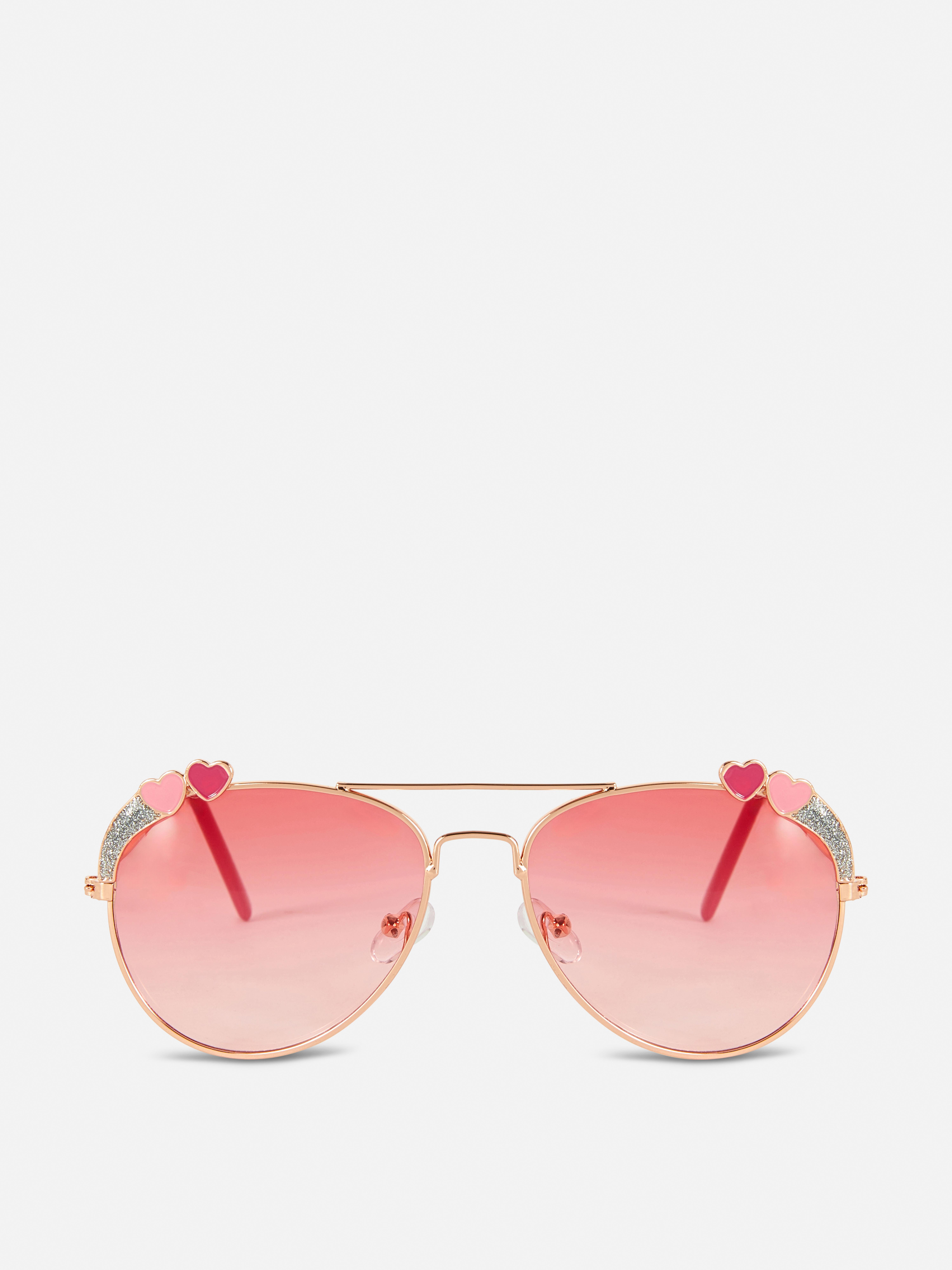 Tinted Heart Aviator Sunglasses