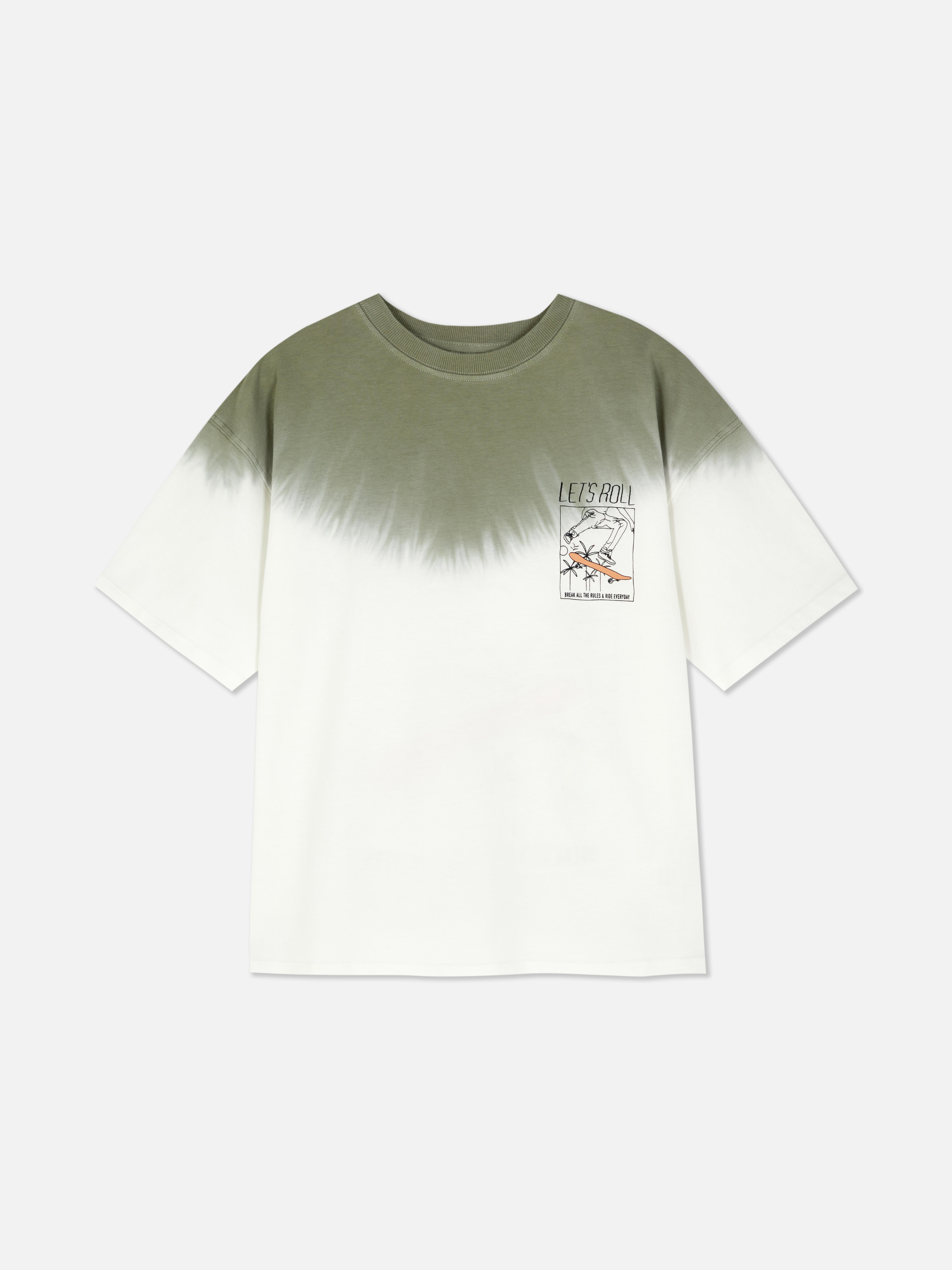 T-shirt met tie-dye en print