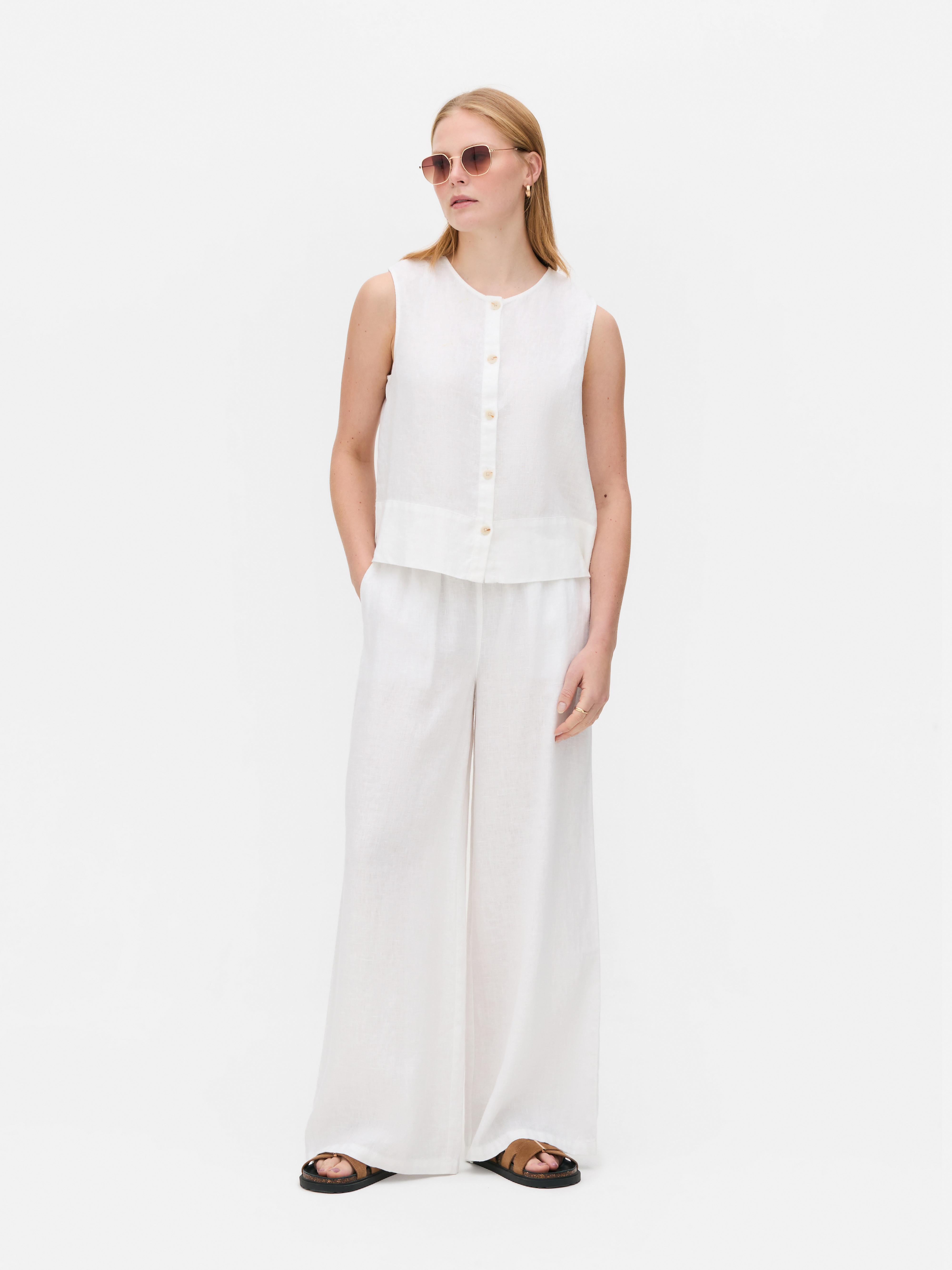 The Edit Linen Sleeveless Blouse