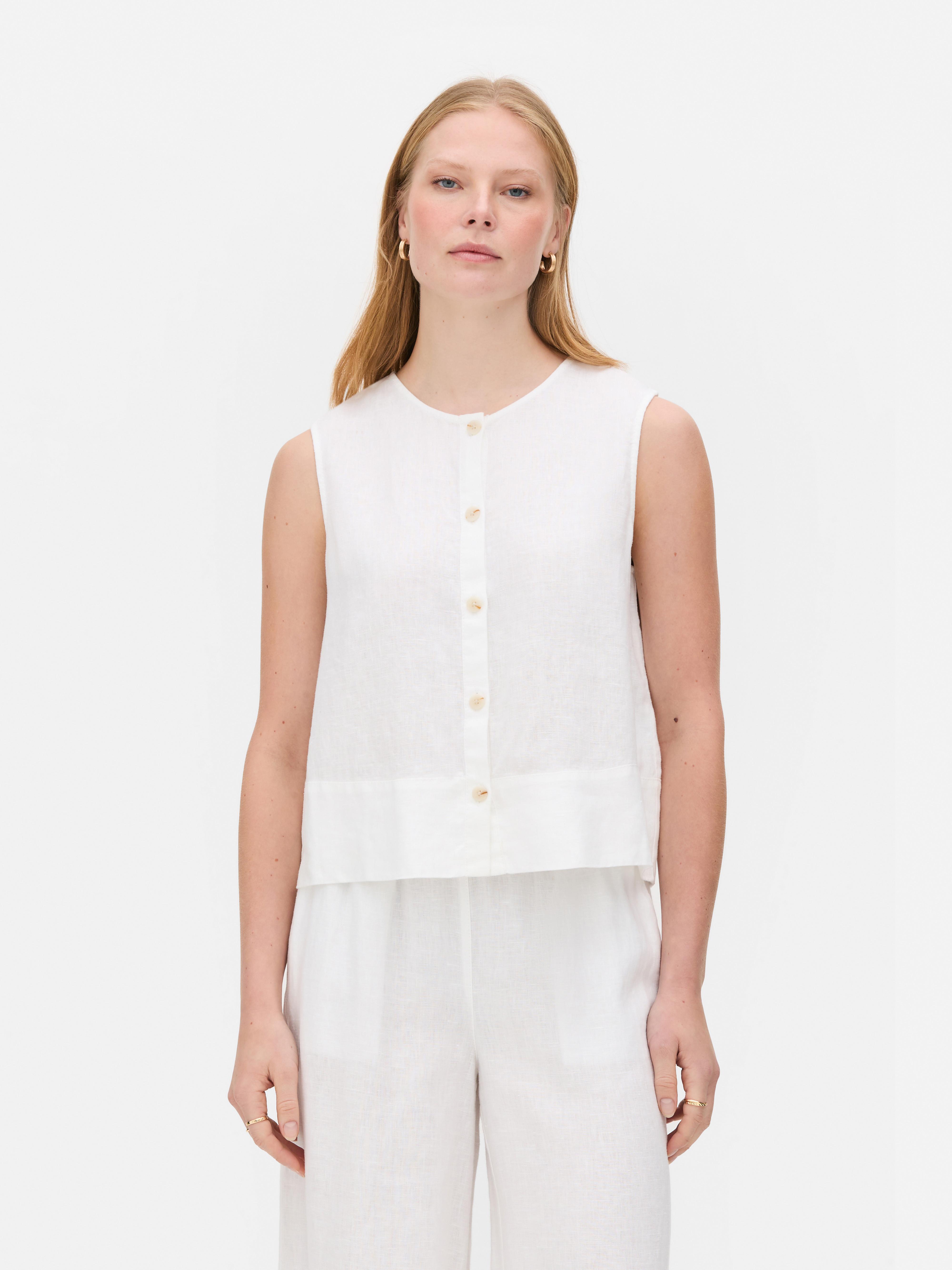 The Edit Linen Sleeveless Blouse