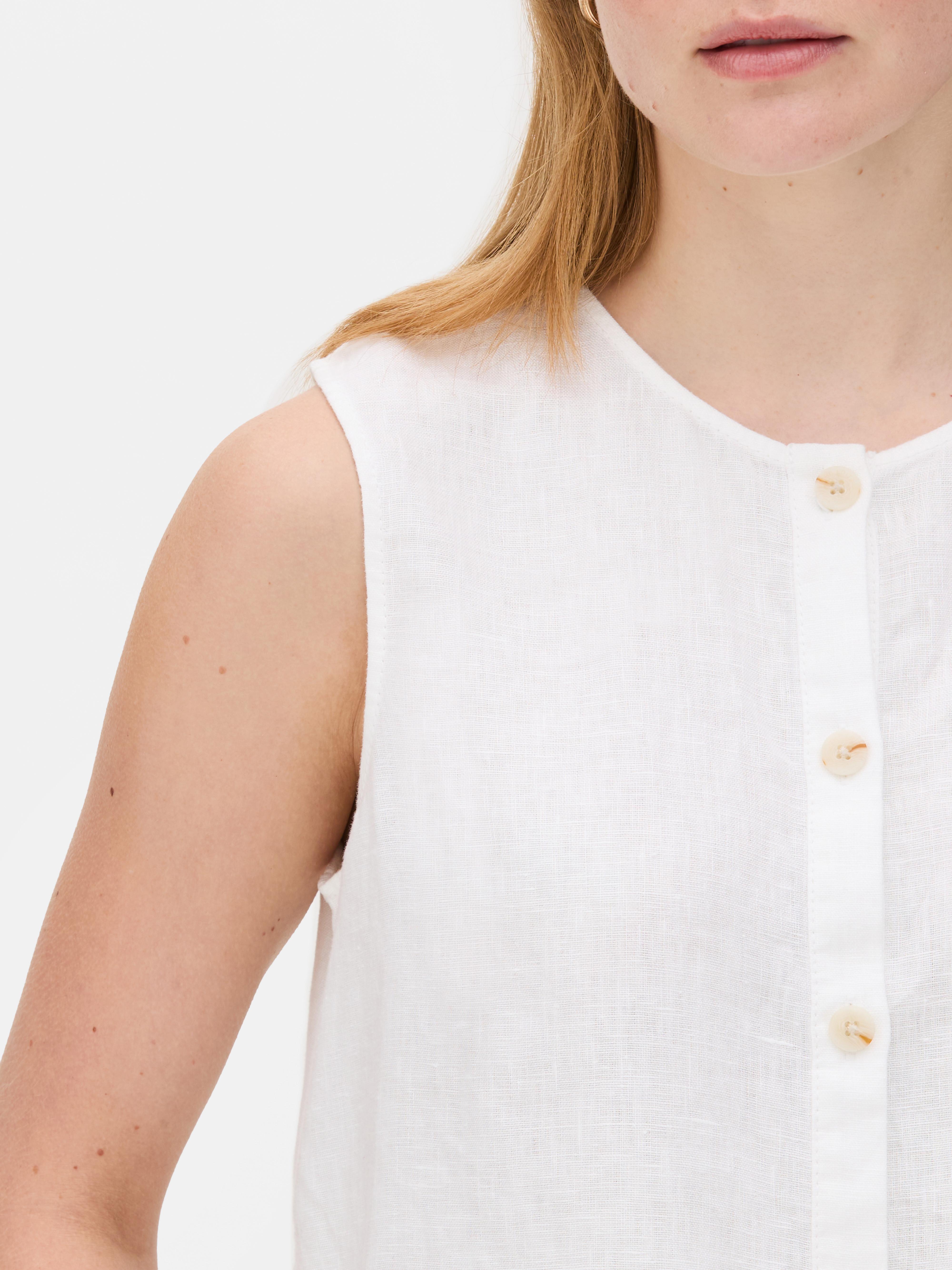 The Edit Linen Sleeveless Blouse