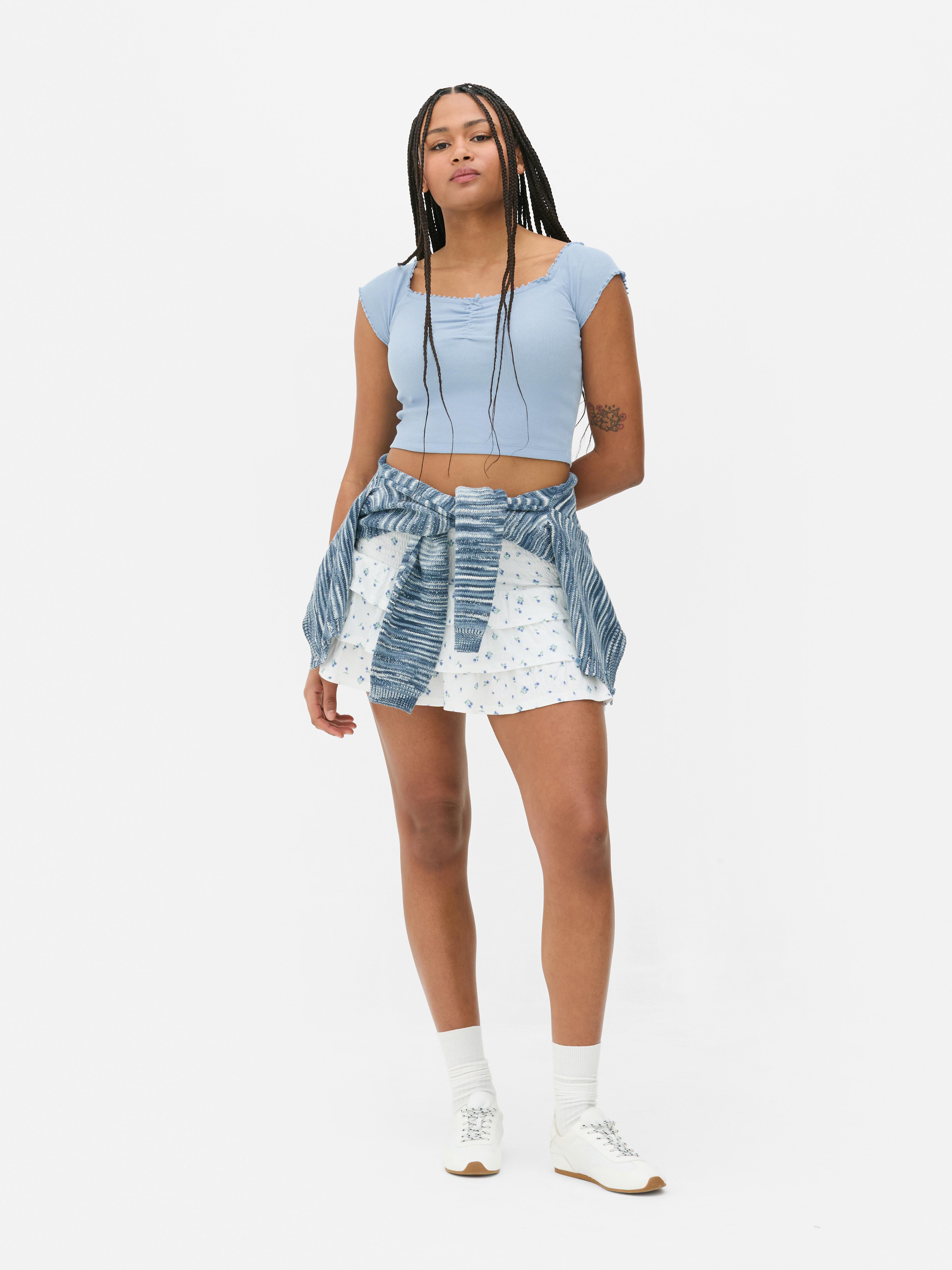 Lettuce Trim Ruched Top
