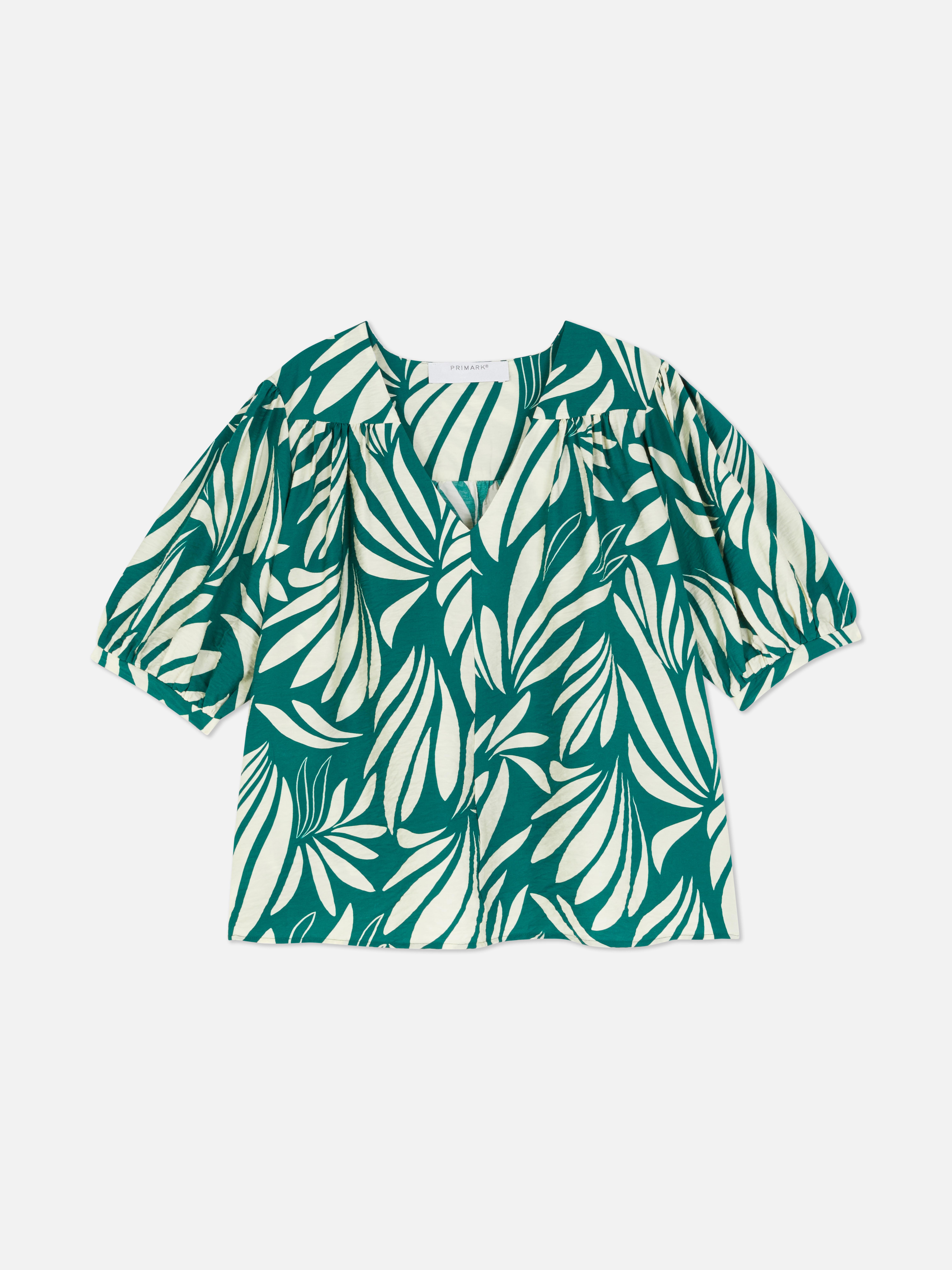 Patterned Short Sleeve Blouse