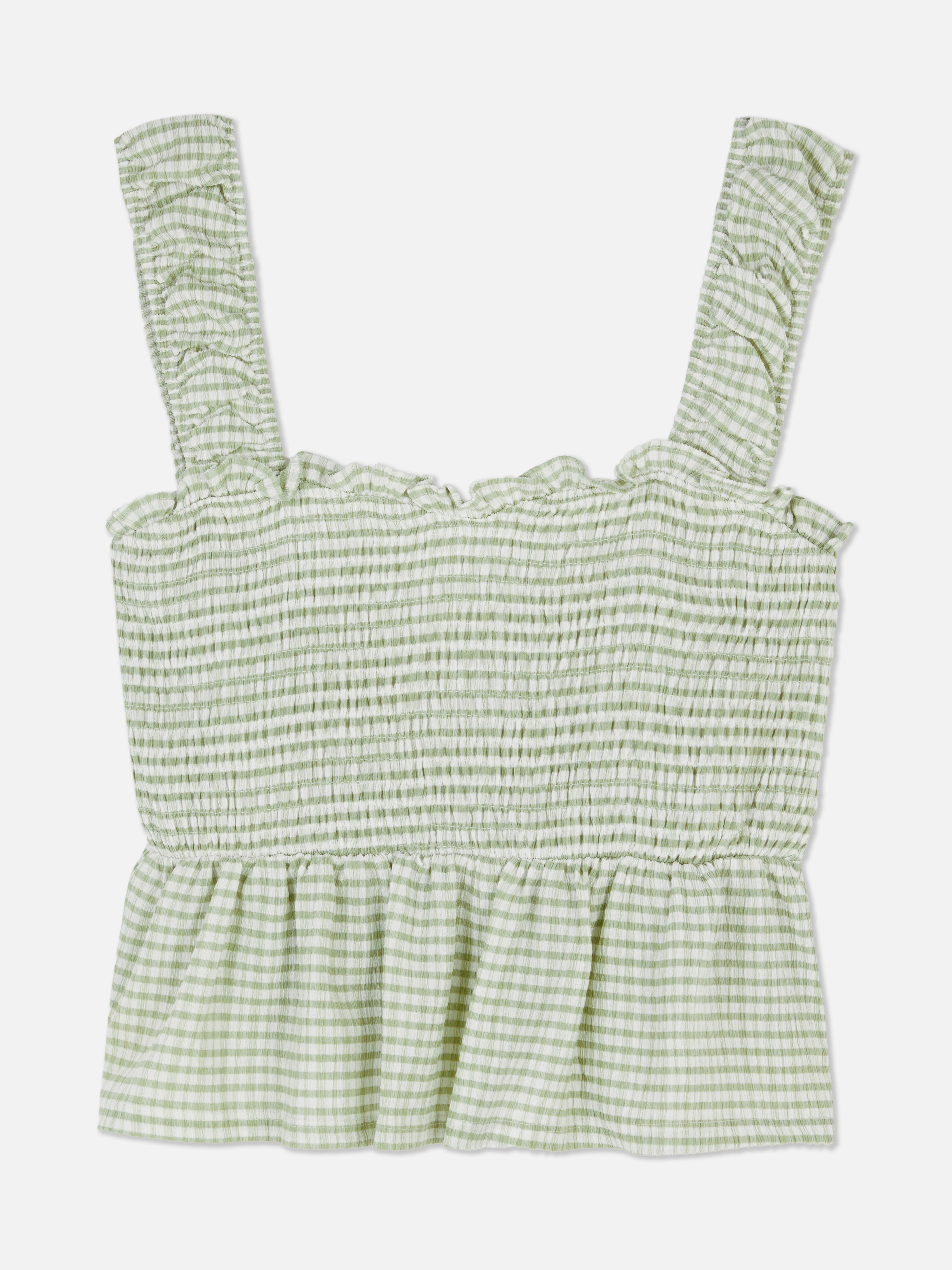 Sleeveless Gingham Crop Top