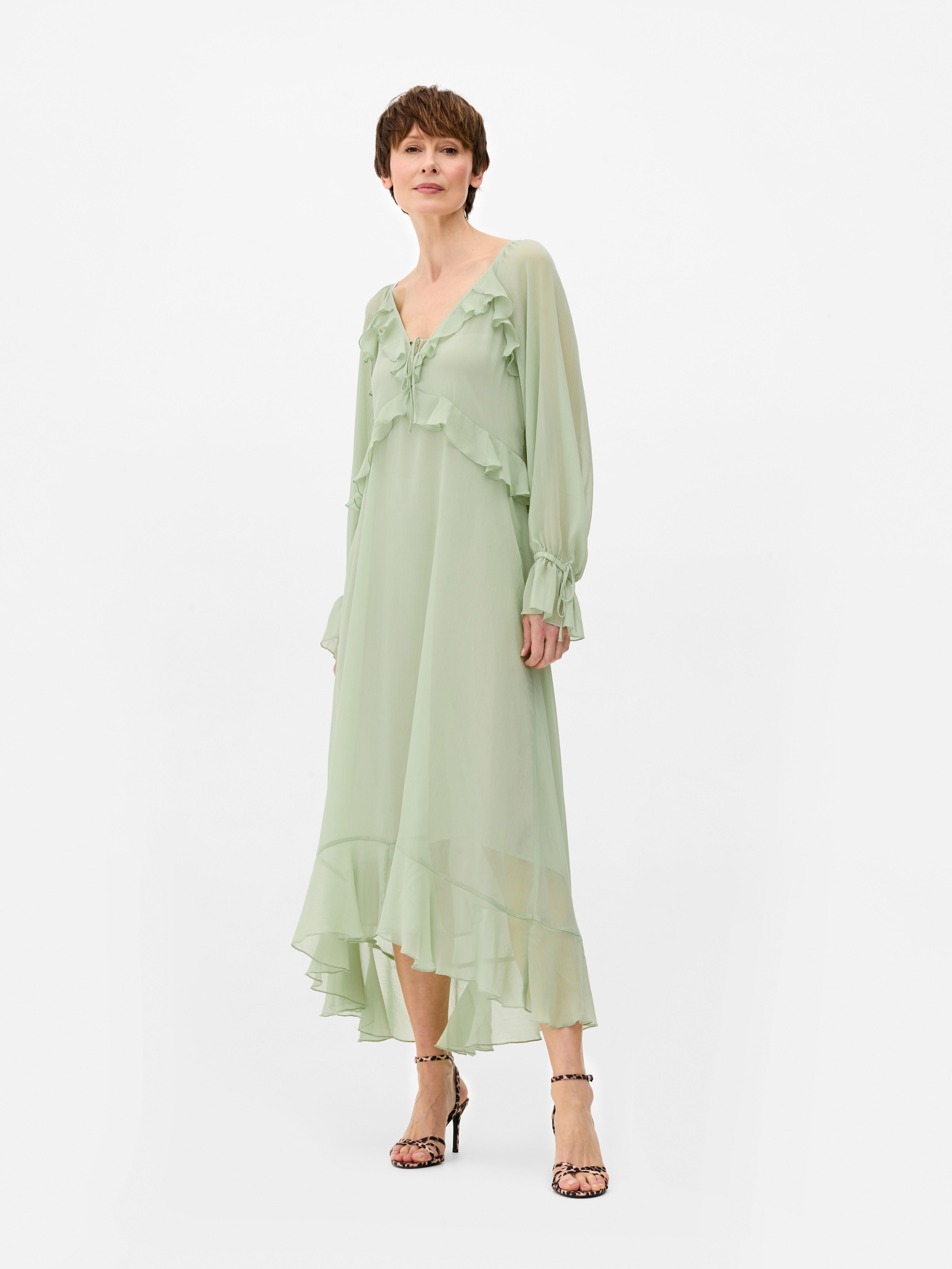 Ruffle Long Sleeve Maxi Dress