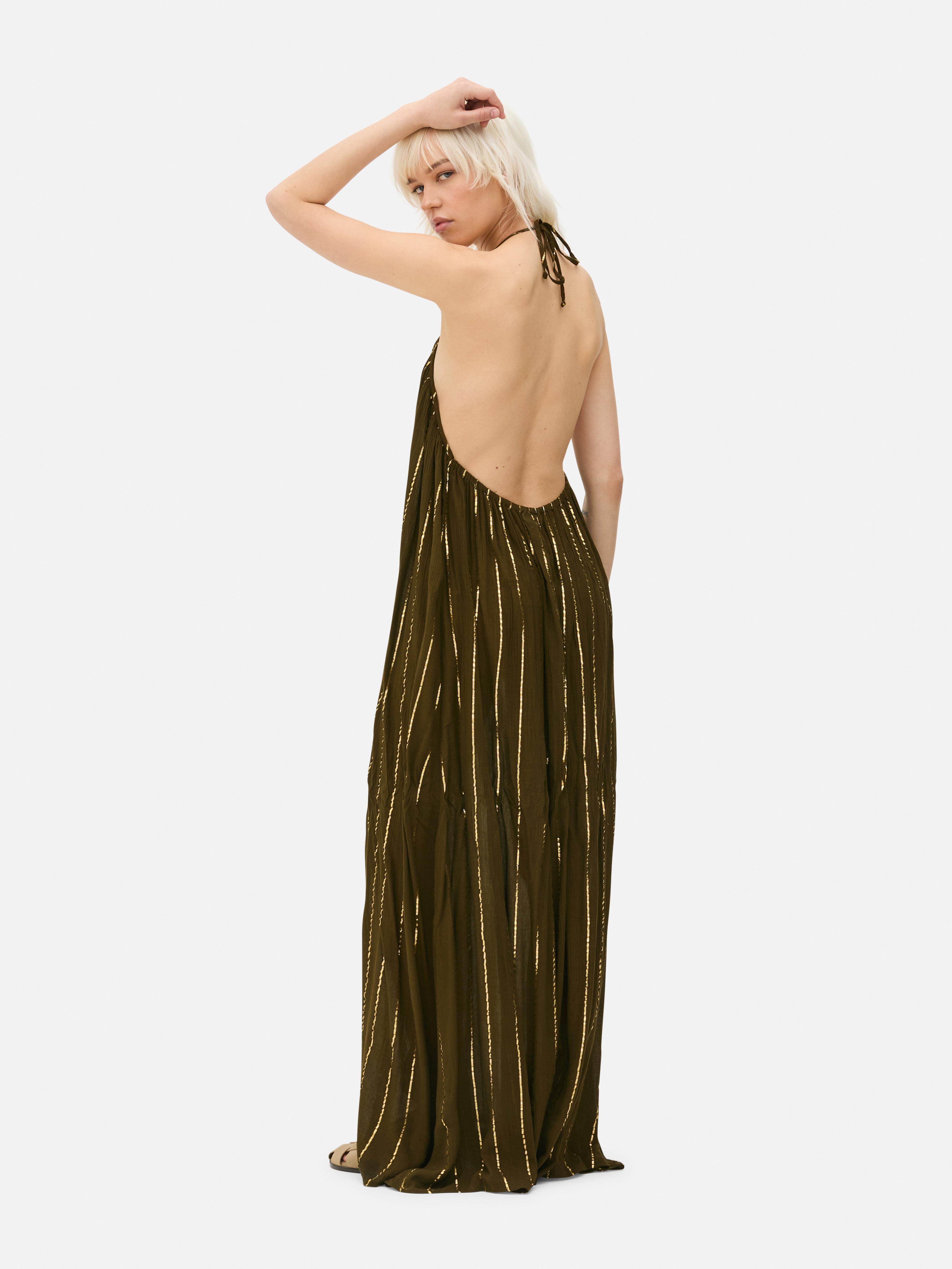 Beaded Sparkle Halter Mini Beach Dress