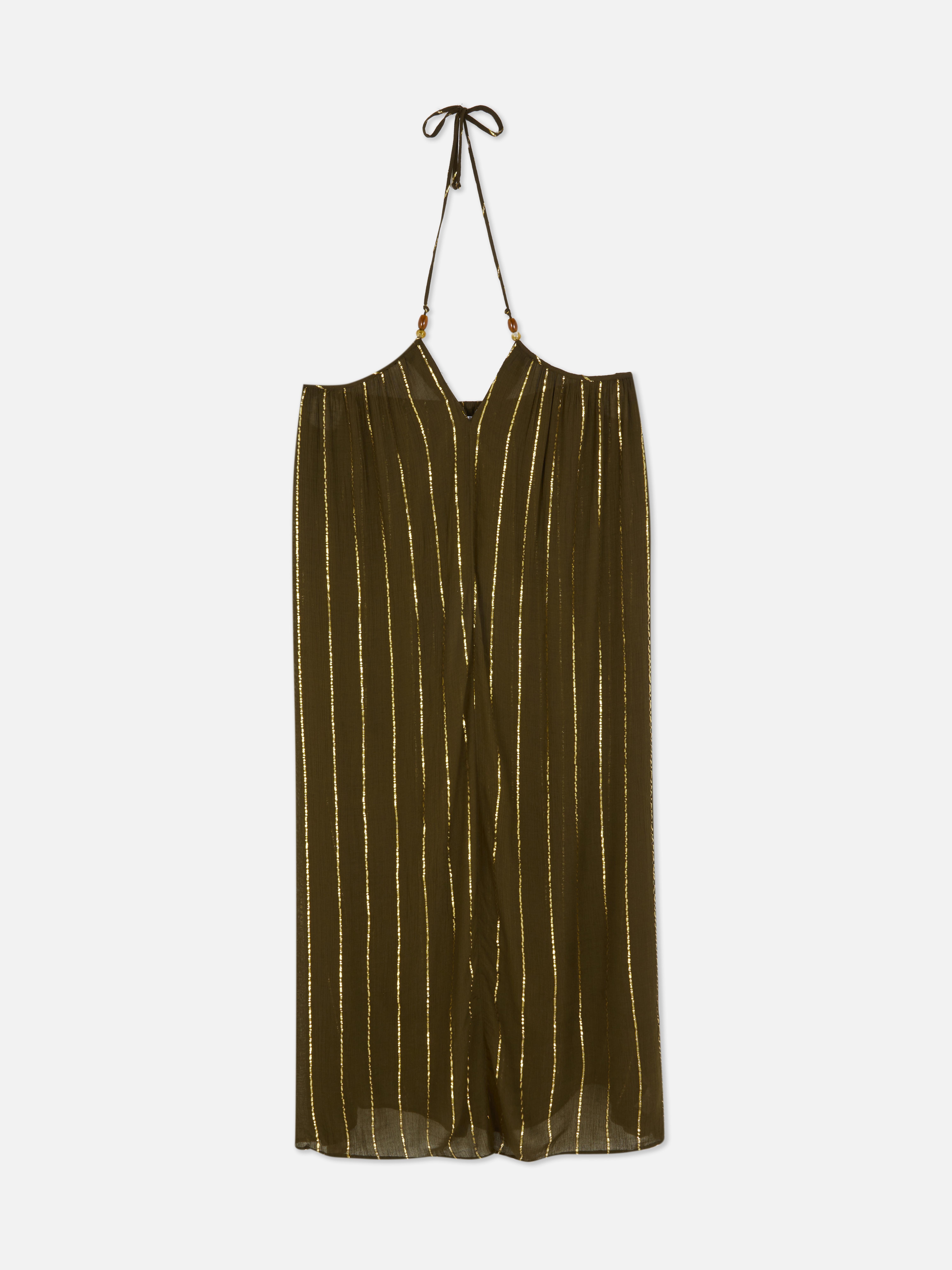 Beaded Sparkle Halter Mini Beach Dress