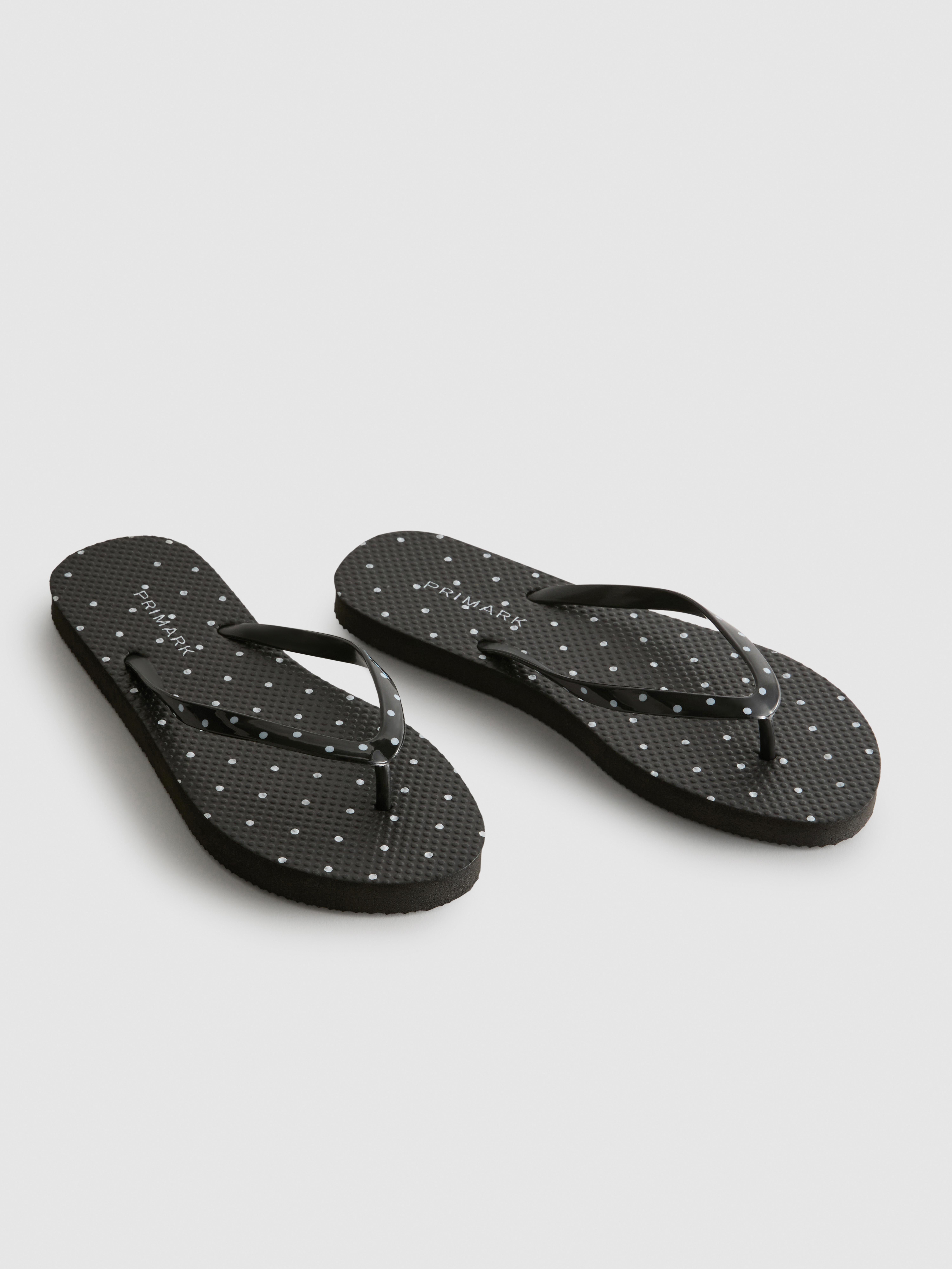 Women's Black/White Printed Flip Flops