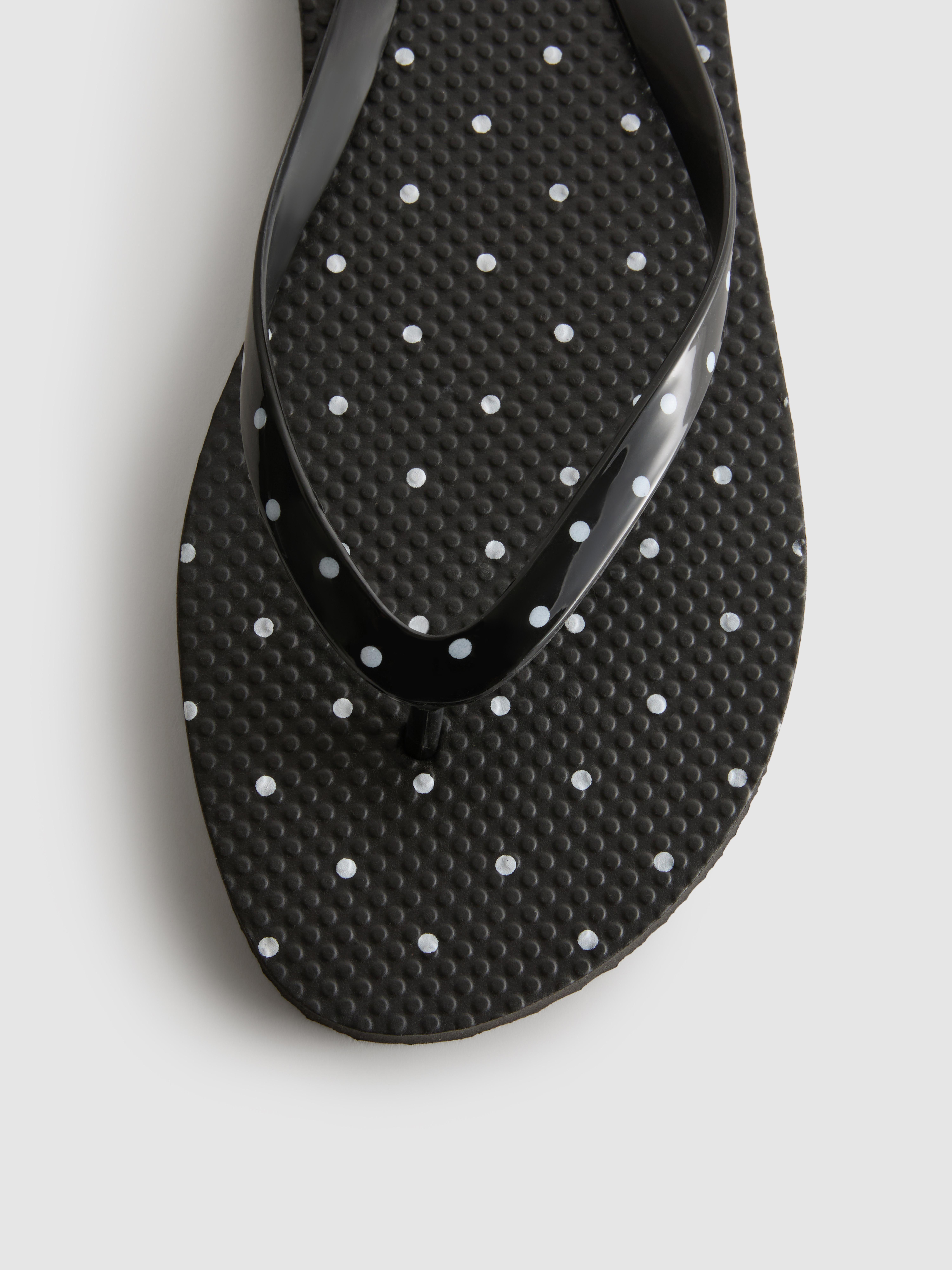 Women's Black/White Printed Flip Flops