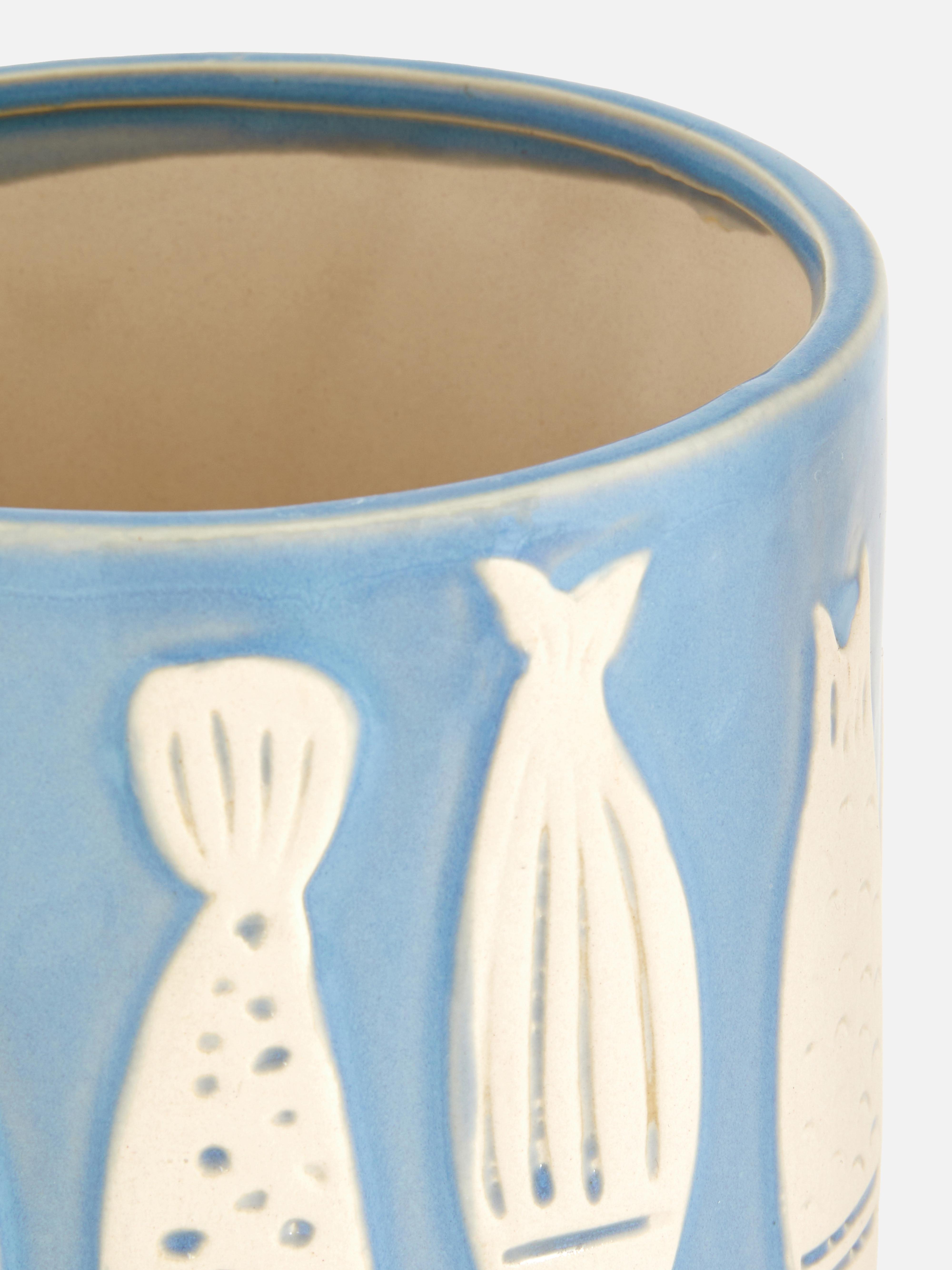 Small Plant Pot with Fish Design