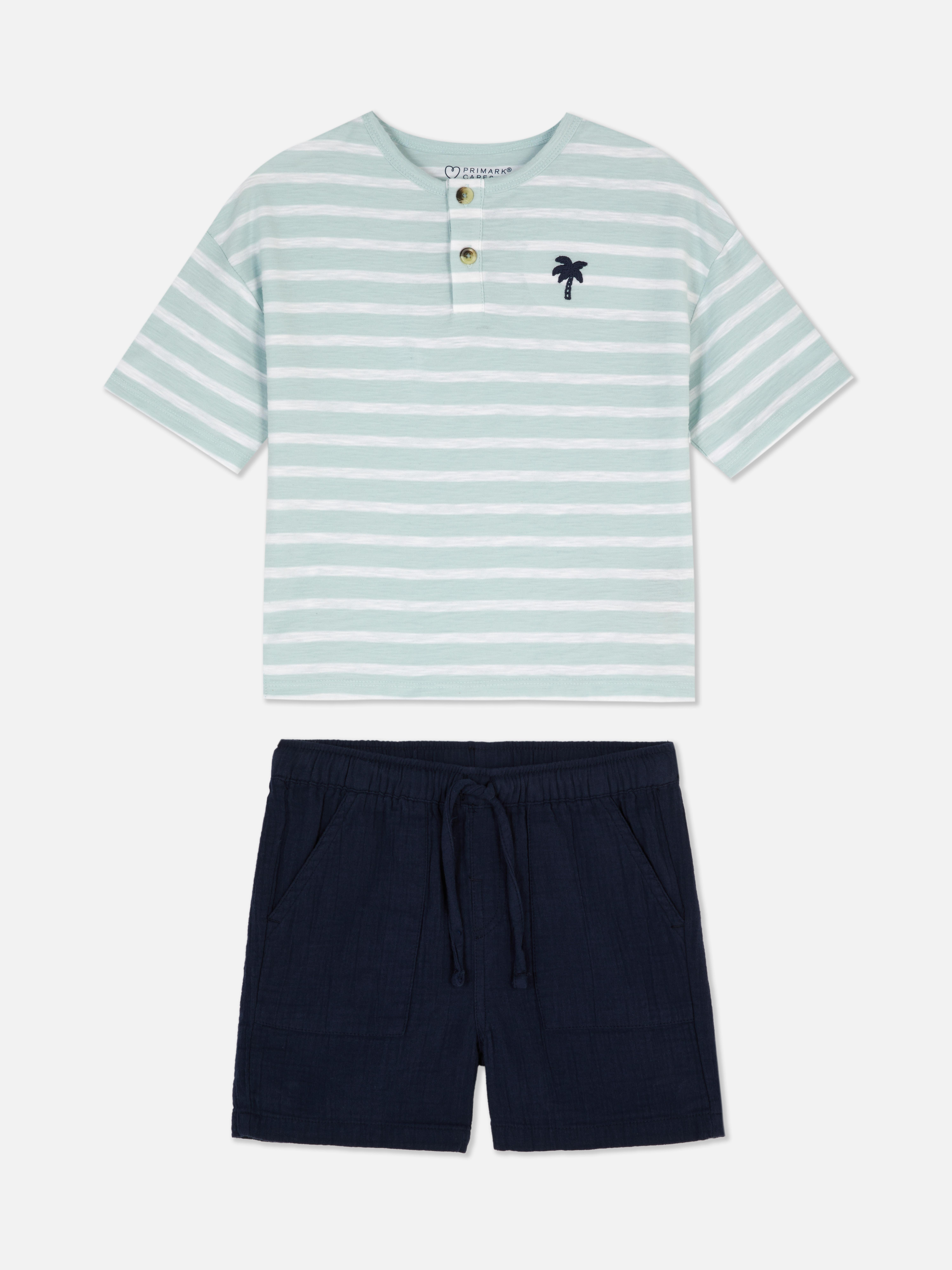 Set van gestreept Henley-shirt en short