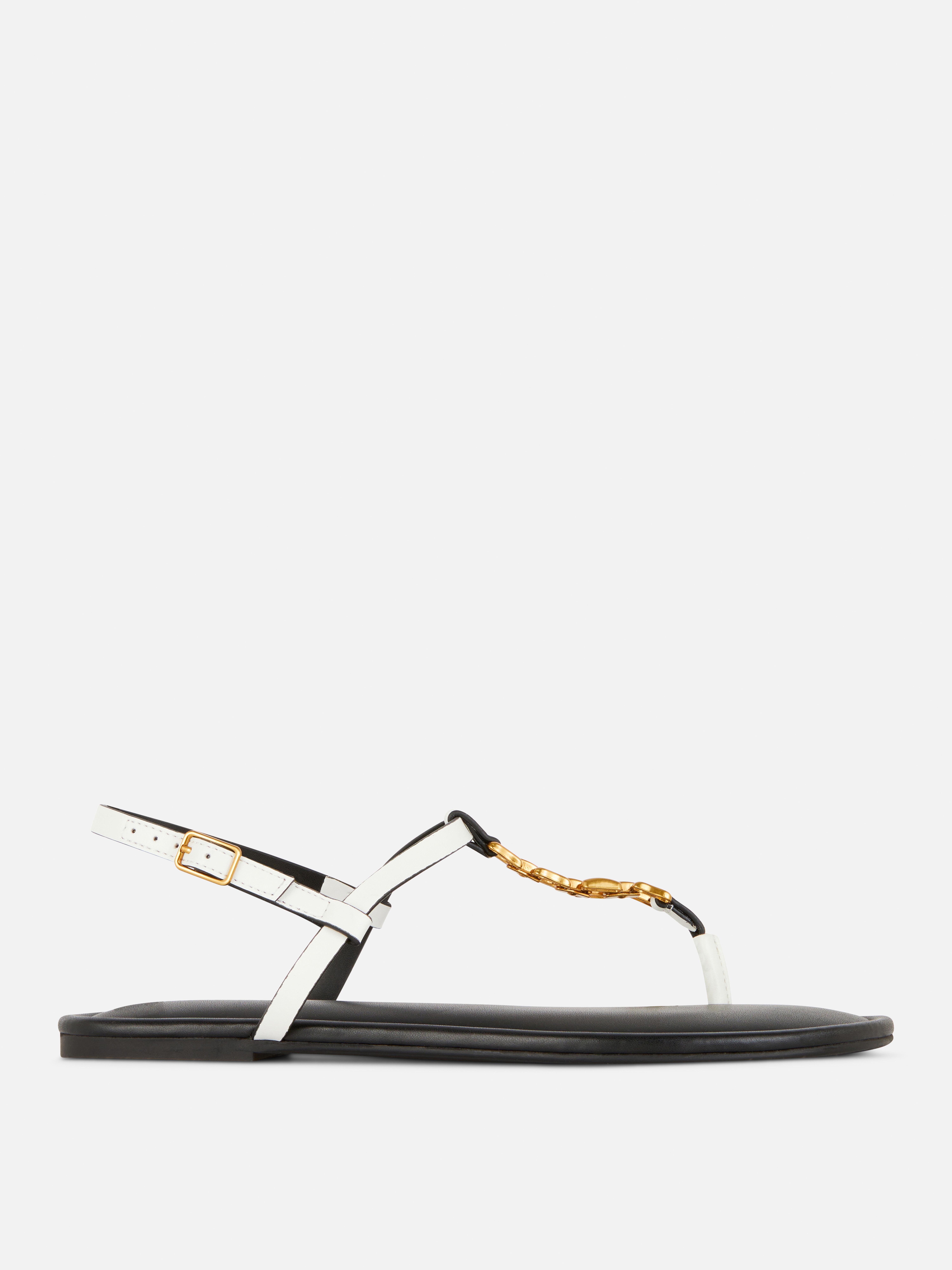 Chain Toe Post Flat Sandals