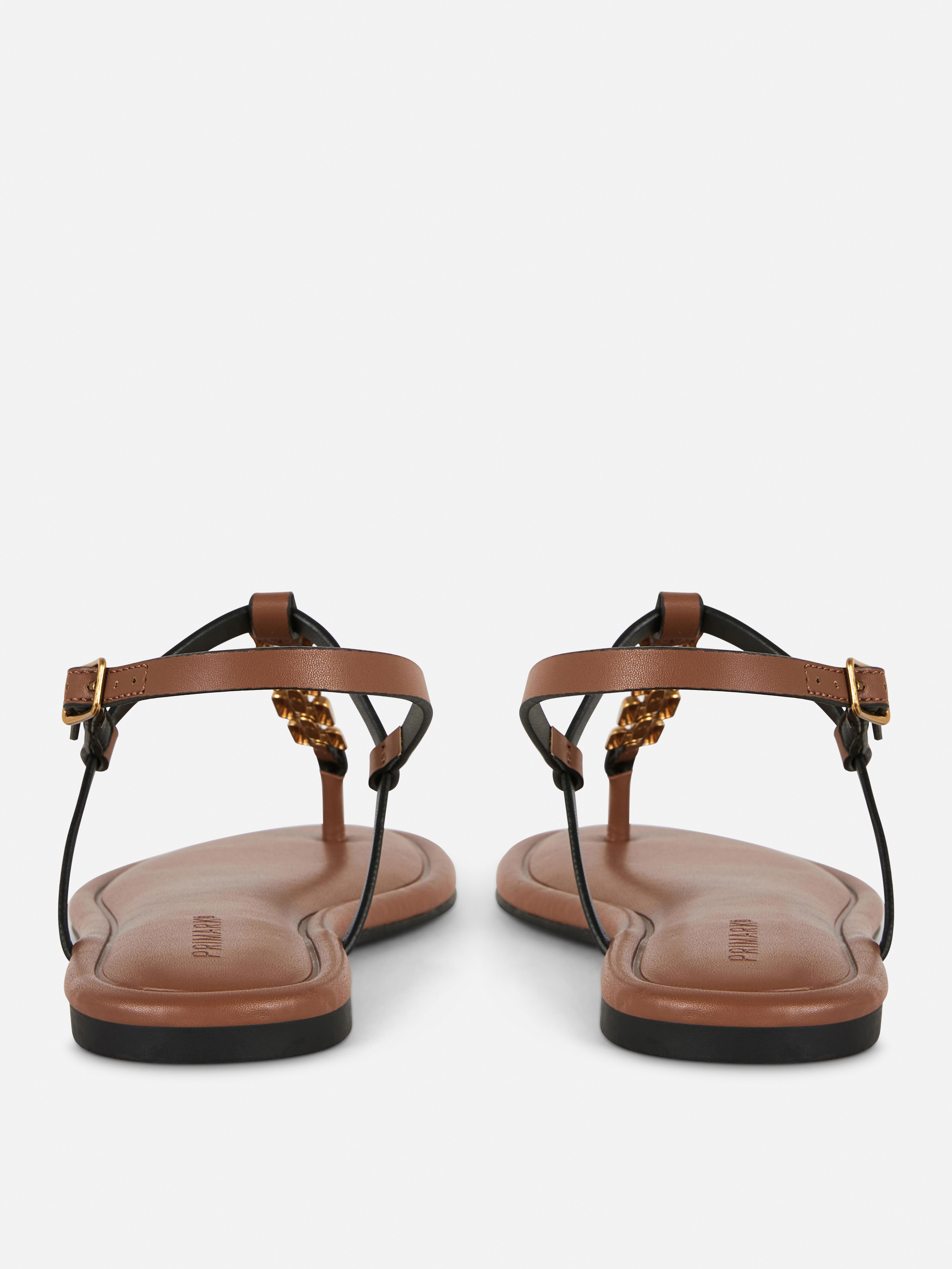Chain Toe Post Flat Sandals
