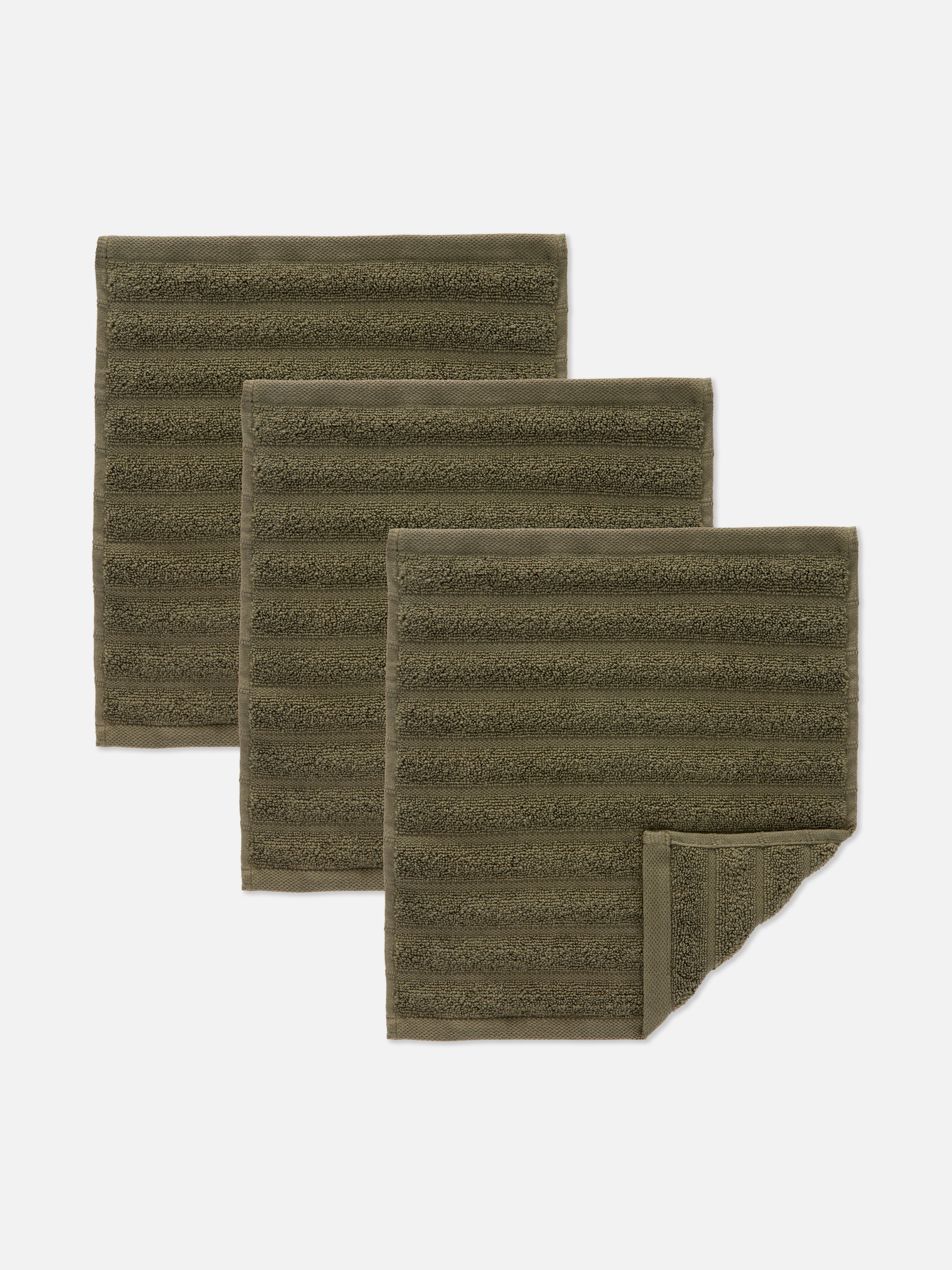 Lot de 3 serviettes de toilette côtelées