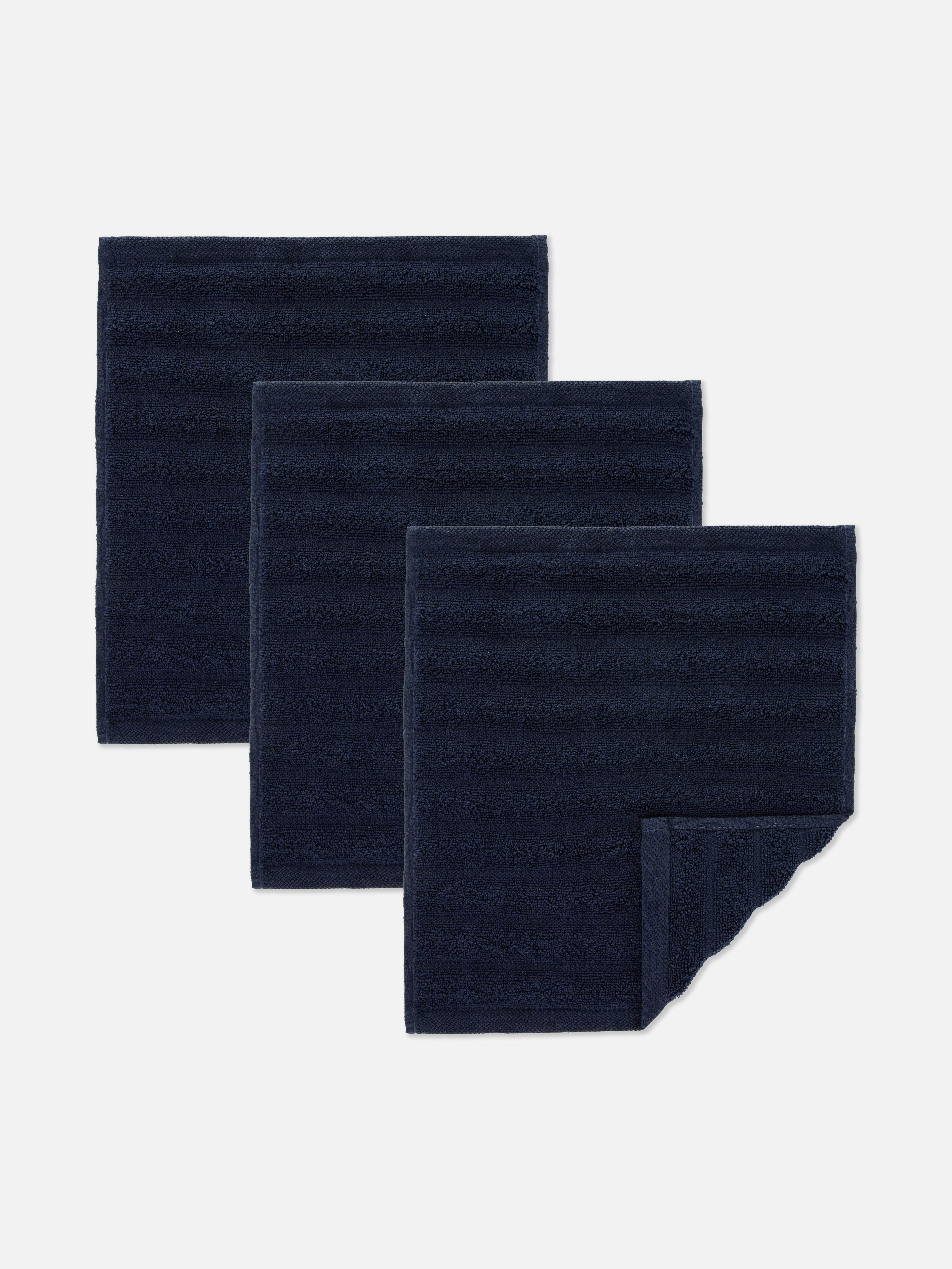 Lot de 3 serviettes de toilette côtelées